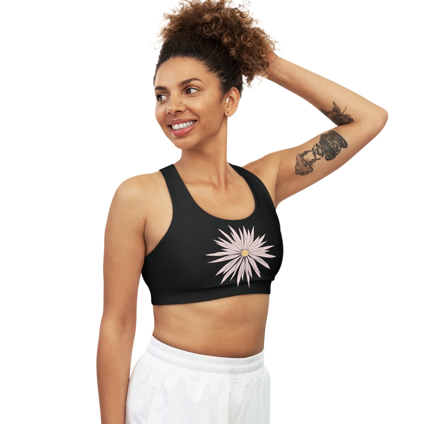 Seamless Sports Bra Black - ROCK SOLID Blazing Flower - ZenGen USA - ZenGen USA