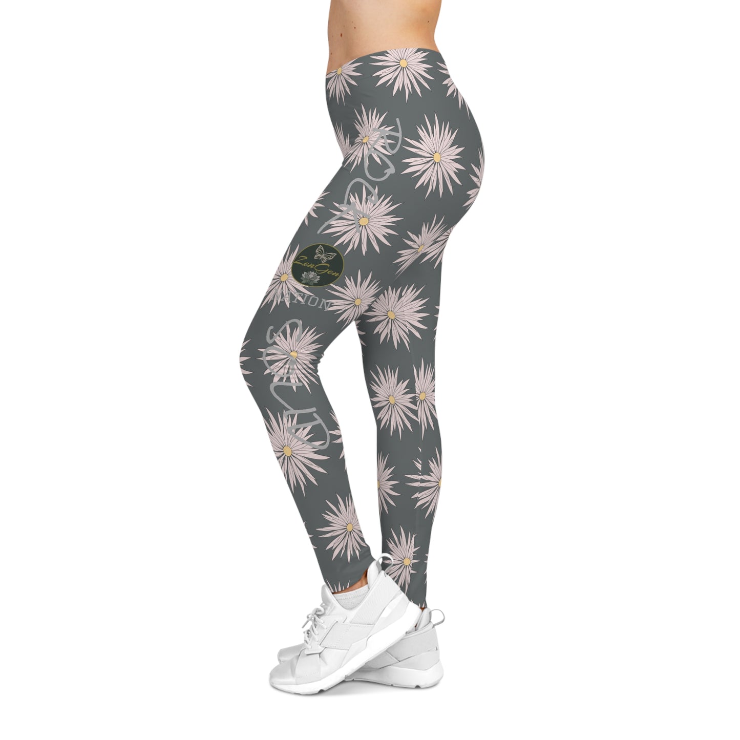 Women's Casual Leggings - Gray - ROCK SOLID Blazing Flower - ZenGen USA - ZenGen USA