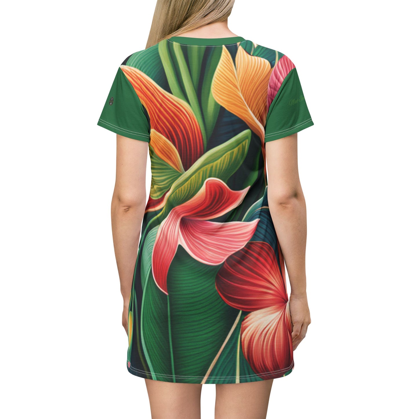 Floral Print T-Shirt Dress (AOP) - ZenGen USA - Green - ZenGen USA