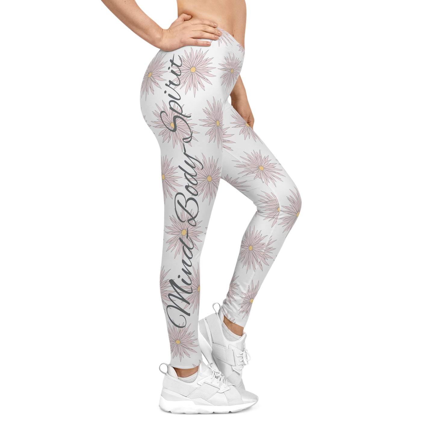 Women's Casual Leggings - White - ROCK SOLID Blazing Flower - ZenGen USA - ZenGen USA