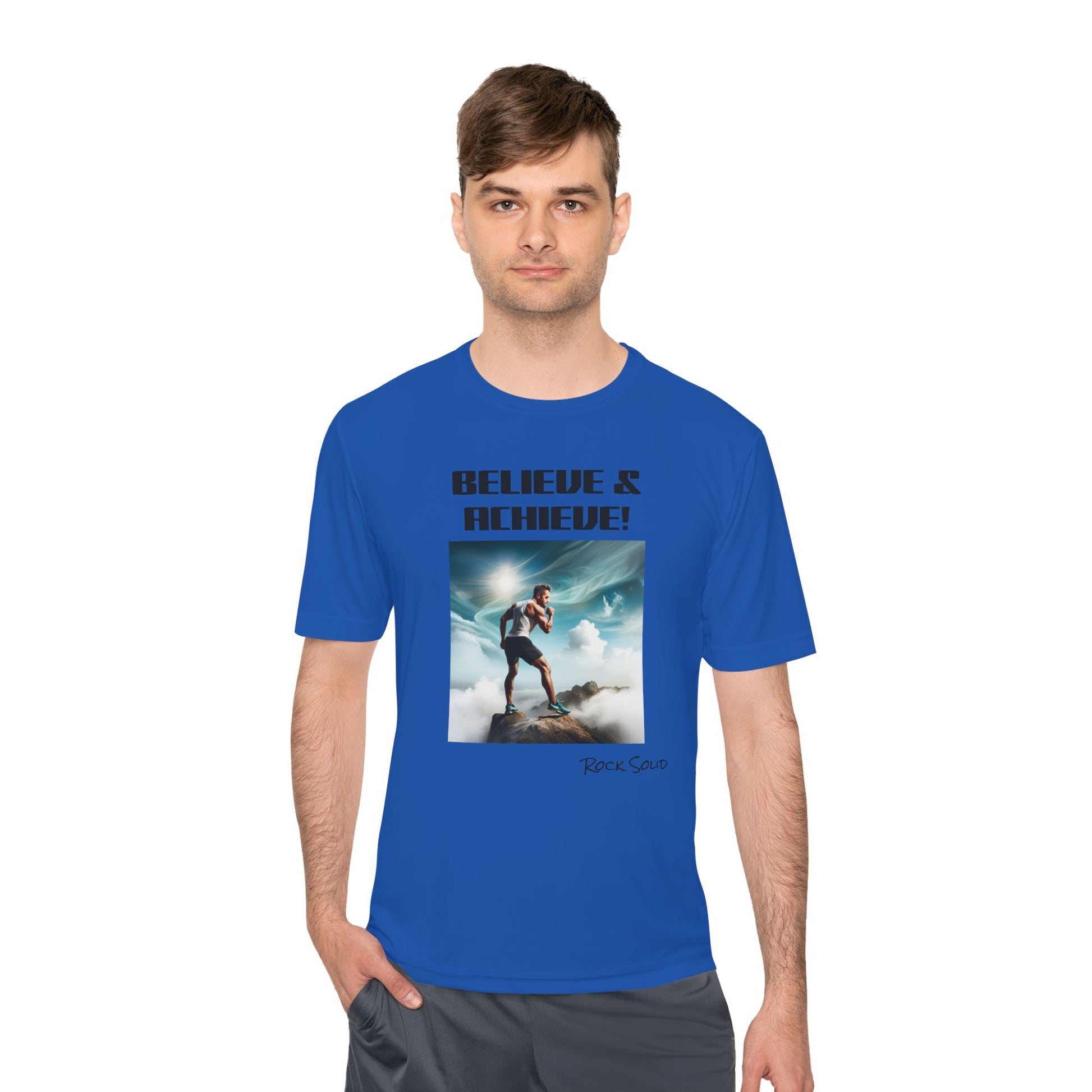 Unisex Moisture Wicking Tee - ROCK SOLID, Believe & Achieve! - ZenGen USA - ZenGen USA