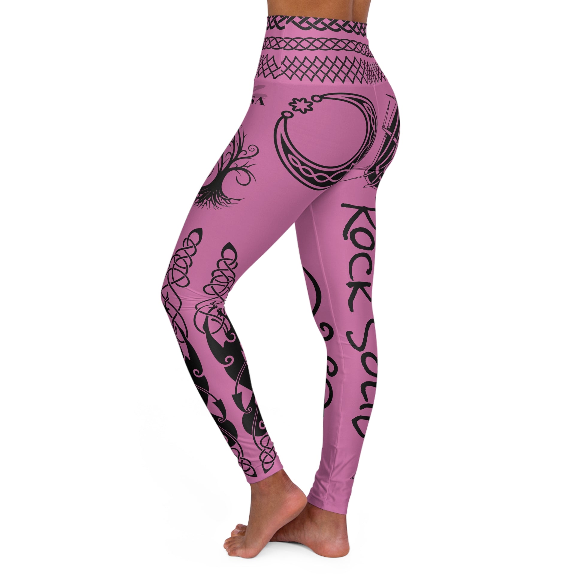 Celtic Tribal Tattoo - Pink Yoga Leggings - ZenGen USA ROCK SOLID - ZenGen USA