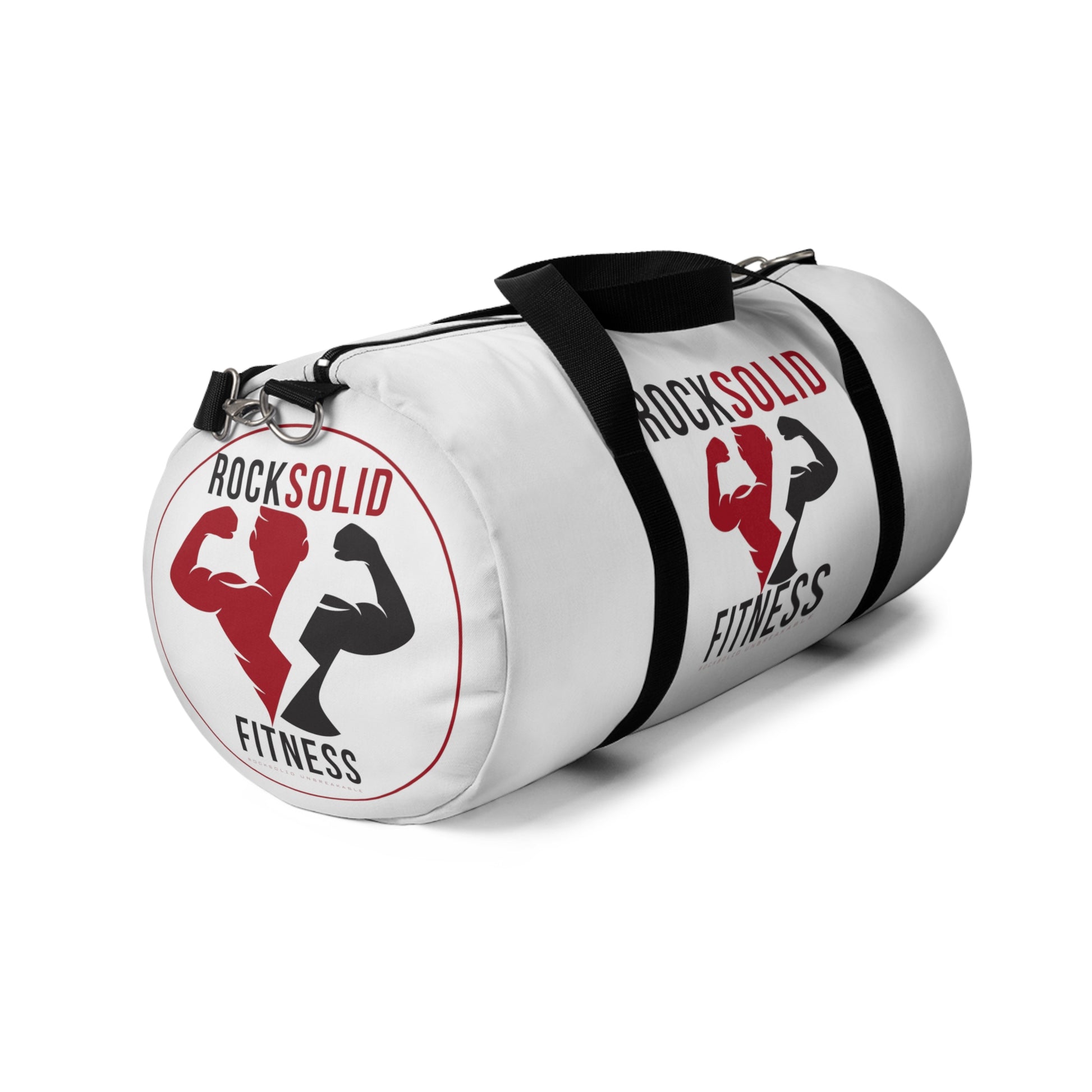 RockSolid Fitness Duffel Bag | White | Oxford Canvas | Original Logo - ZenGen USA