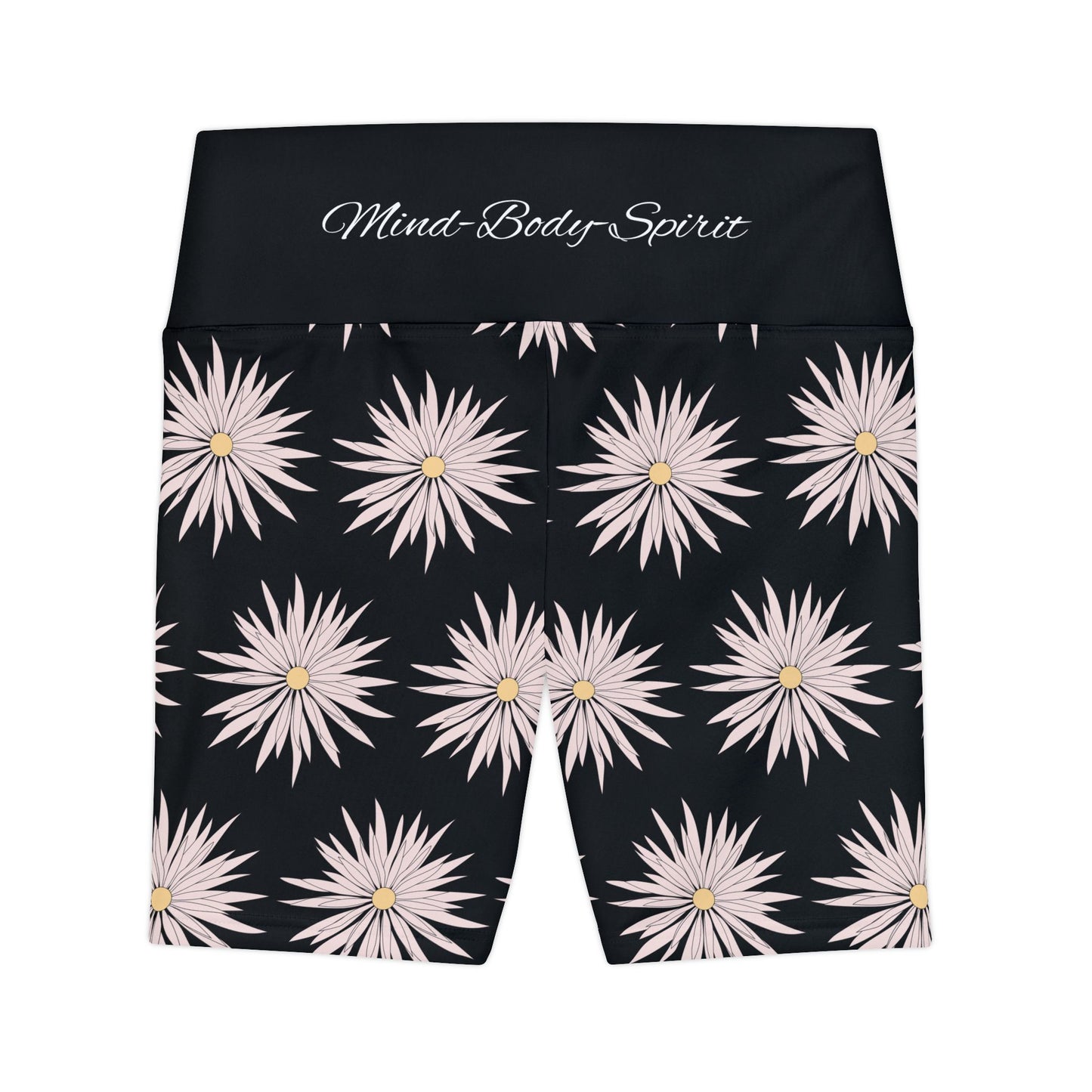 Women's Workout Shorts  - Black - ROCK SOLID Blazing Flower - ZenGen USA - ZenGen USA