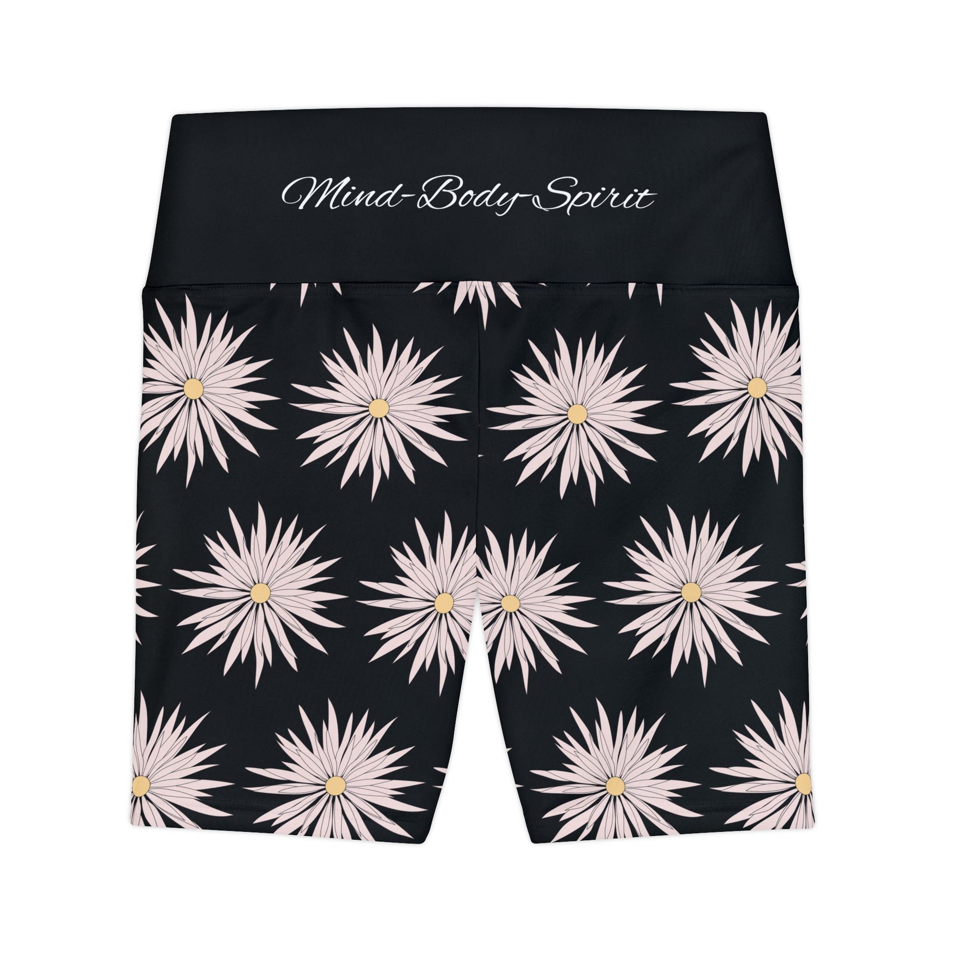 Women's Workout Shorts  - Black - ROCK SOLID Blazing Flower - ZenGen USA - ZenGen USA
