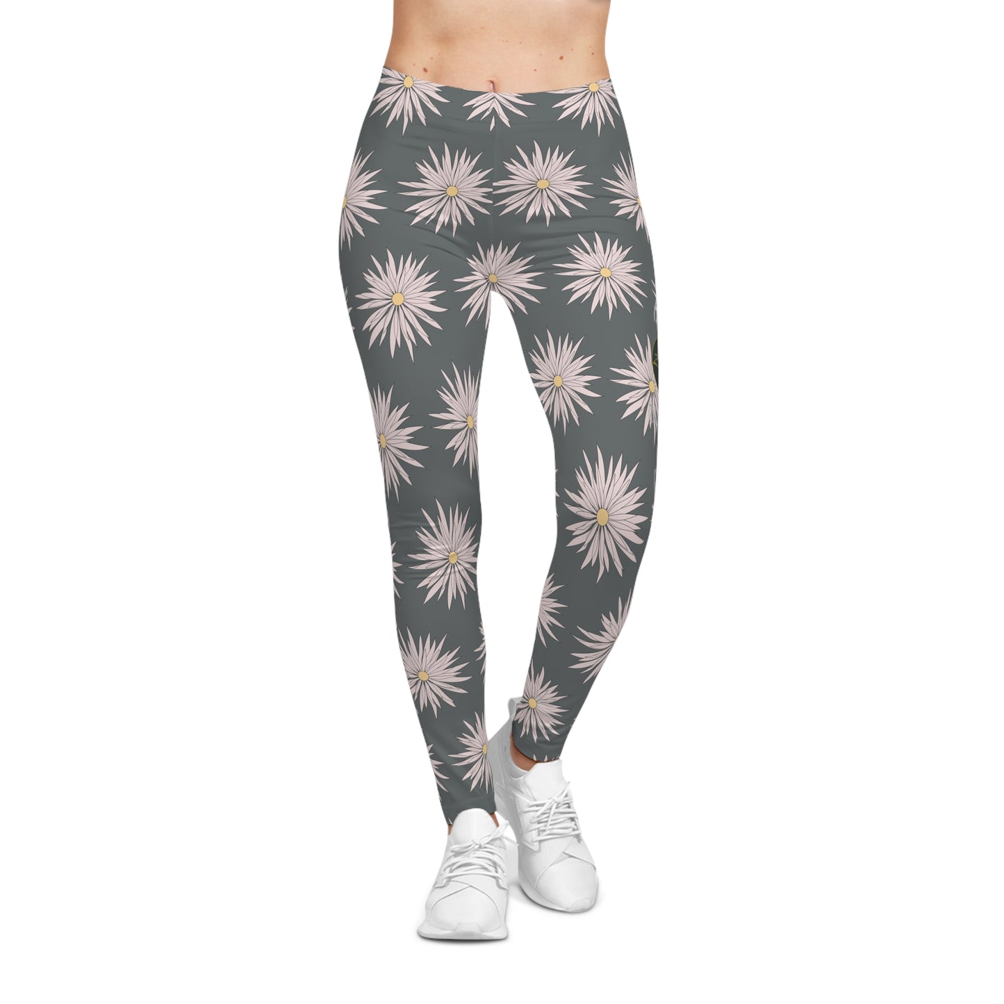 Women's Casual Leggings - Gray - ROCK SOLID Blazing Flower - ZenGen USA - ZenGen USA
