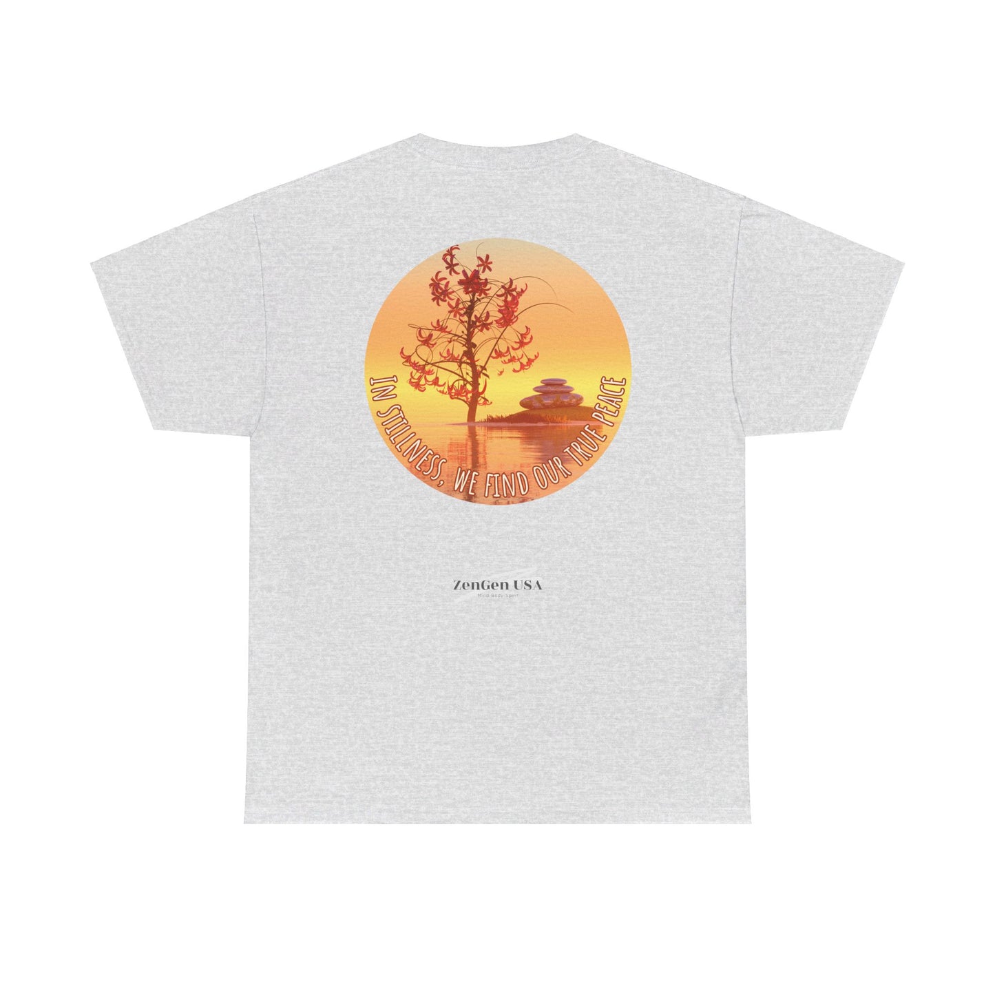 Find True Peace: Unisex Heavy Cotton Zen Bonsai & Cairns Graphic Tee - ZenGen USA