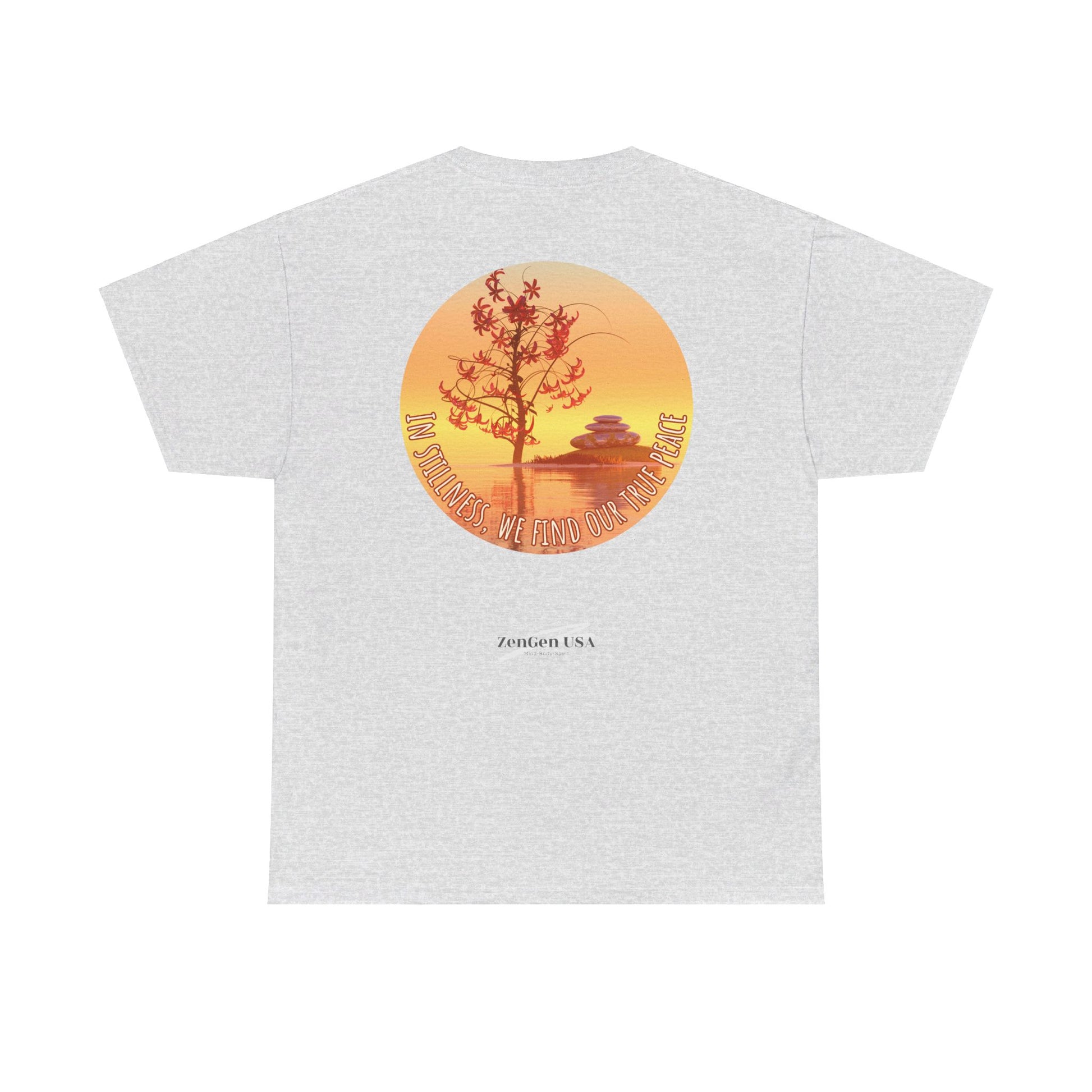 Find True Peace: Unisex Heavy Cotton Zen Bonsai & Cairns Graphic Tee - ZenGen USA