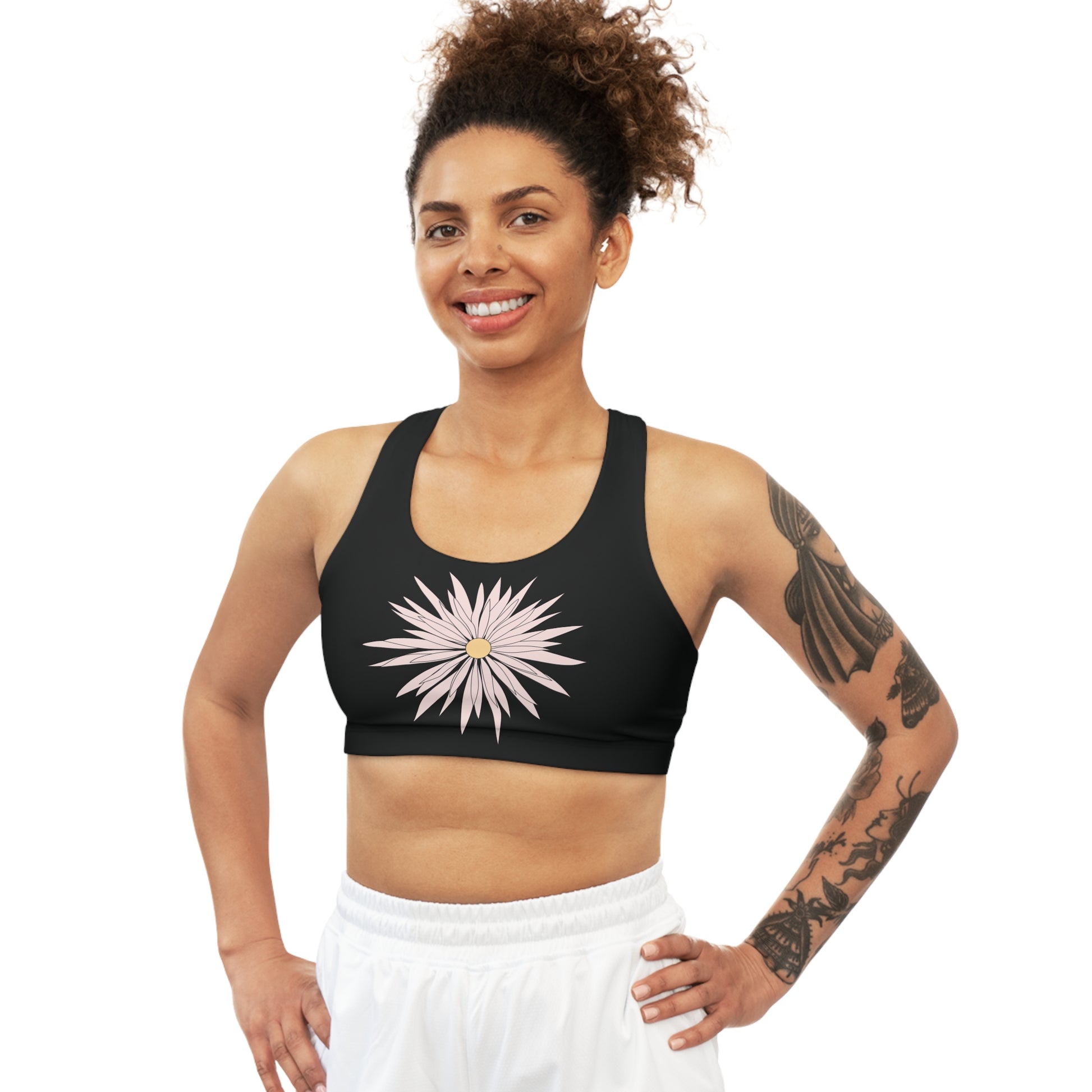 Seamless Sports Bra Black - ROCK SOLID Blazing Flower - ZenGen USA - ZenGen USA