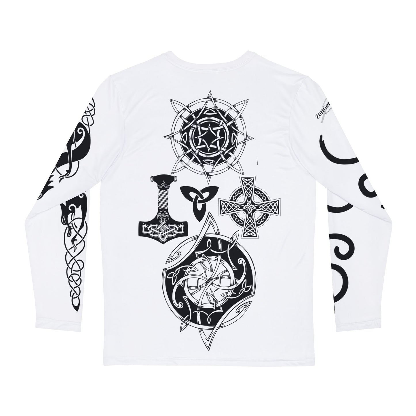 Celtic Fenrir Tribal Tattoo - White Men's Long Sleeve Shirt - ZenGen USA - ZenGen USA