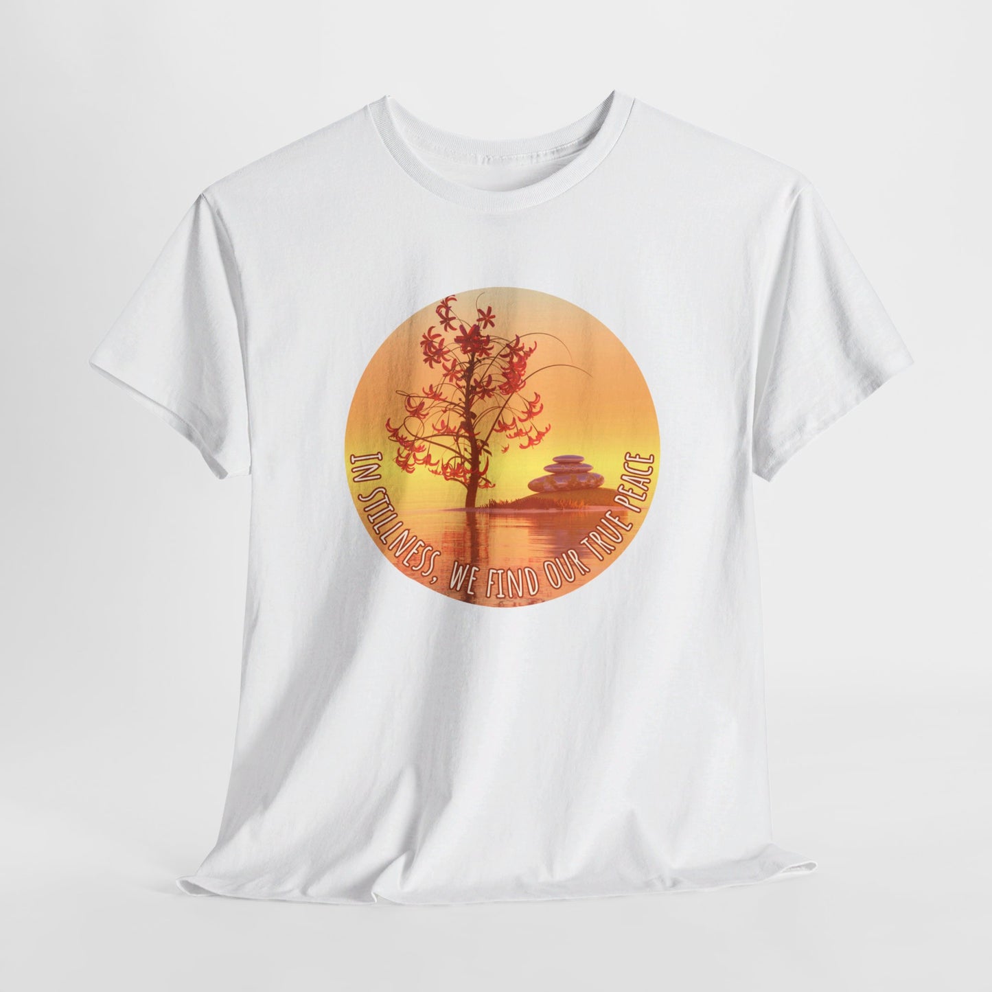 Find True Peace: Unisex Heavy Cotton Zen Bonsai & Cairns Graphic Tee - ZenGen USA