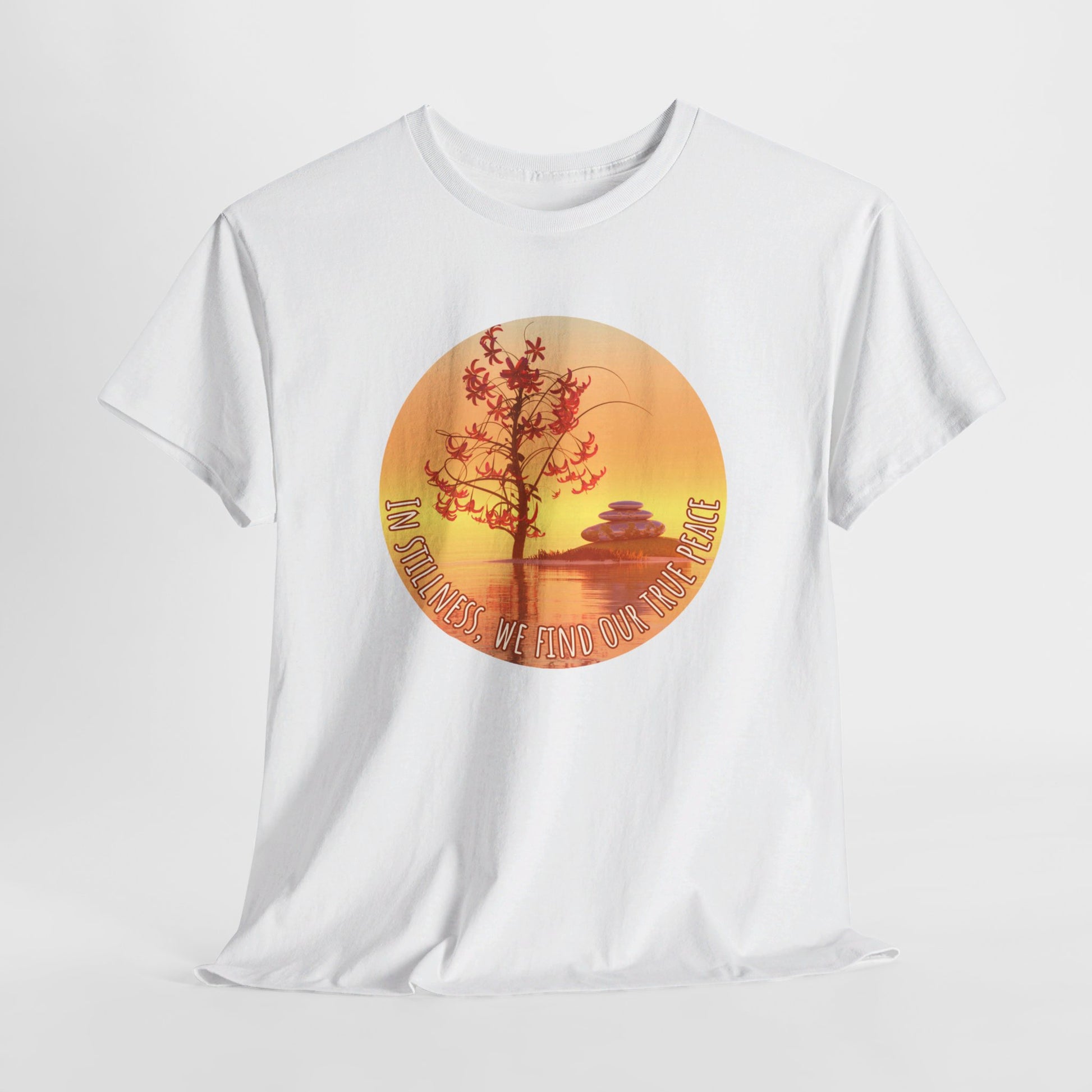 Find True Peace: Unisex Heavy Cotton Zen Bonsai & Cairns Graphic Tee - ZenGen USA