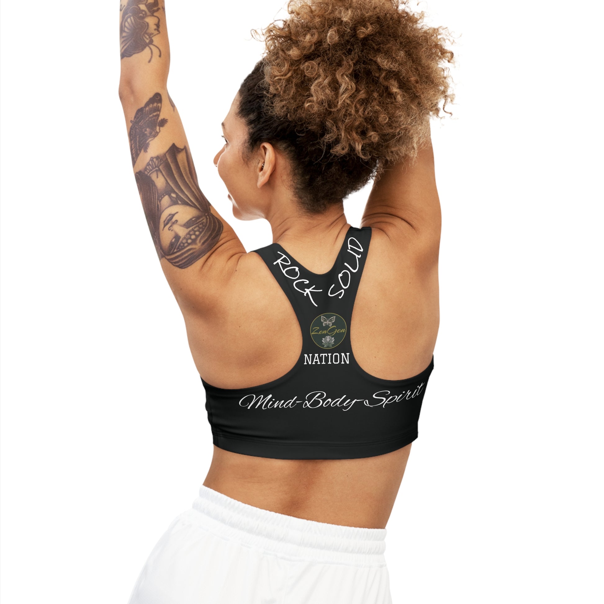 Seamless Sports Bra Black - ROCK SOLID Blazing Flower - ZenGen USA - ZenGen USA
