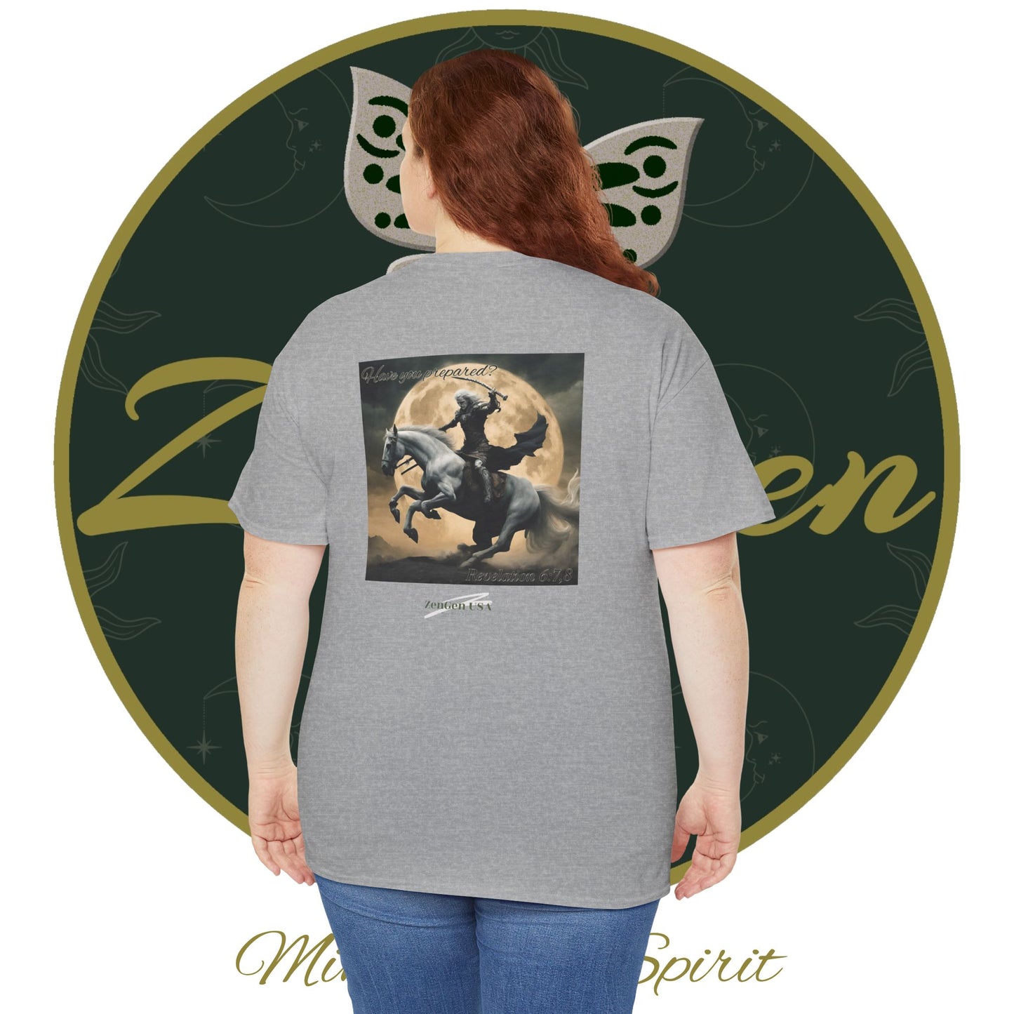 Apocalypse - 4th Seal Revelation 6:7,8 - Unisex Heavy Cotton Tee - Revelation Collection - ZenGen USA - ZenGen USA