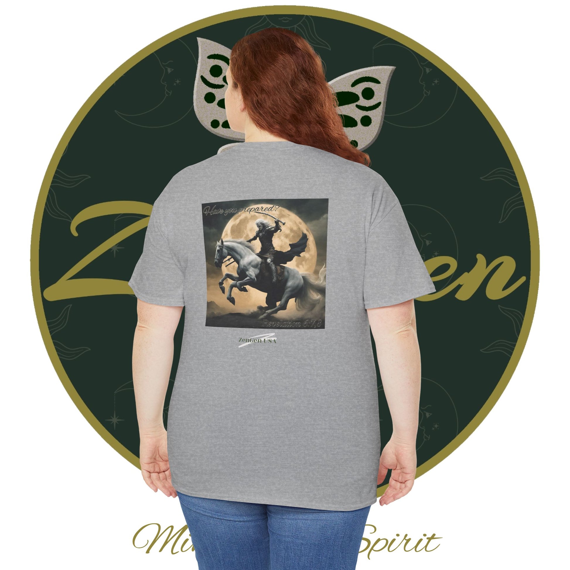 Apocalypse - 4th Seal Revelation 6:7,8 - Unisex Heavy Cotton Tee - Revelation Collection - ZenGen USA - ZenGen USA