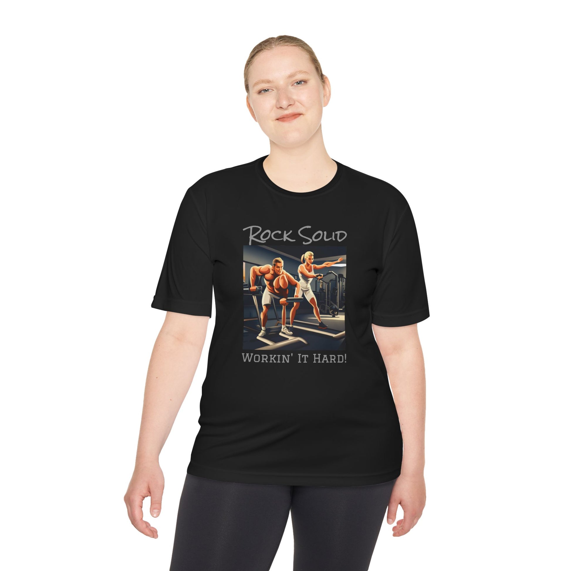 Unisex Moisture Wicking Tee - ROCK SOLID "Workin' It Hard!" - ZenGen USA - ZenGen USA