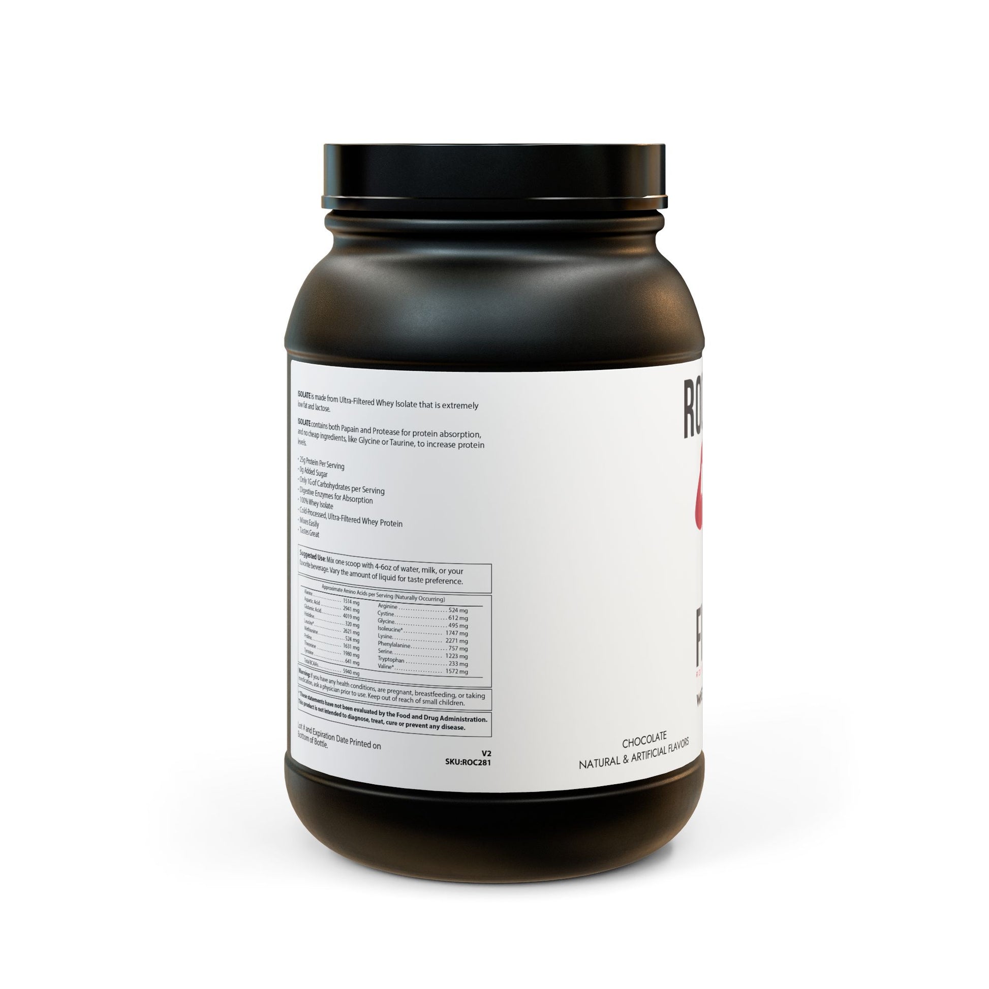 RockSolid Fitness ROCKSOLID UNBREAKABLE Whey Isolate Protein Supplement (32oz, 2lb) | 25g Protein Per Serving | Chocolate Flavor - ZenGen USA