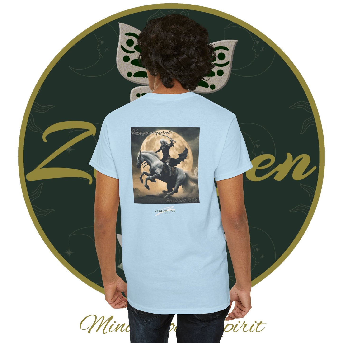 Apocalypse - 4th Seal Revelation 6:7,8 - Unisex Heavy Cotton Tee - Revelation Collection - ZenGen USA - ZenGen USA