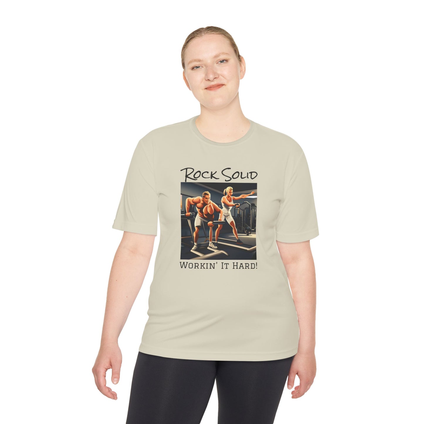 Unisex Moisture Wicking Tee - ROCK SOLID "Workin' It Hard!" - ZenGen USA - ZenGen USA