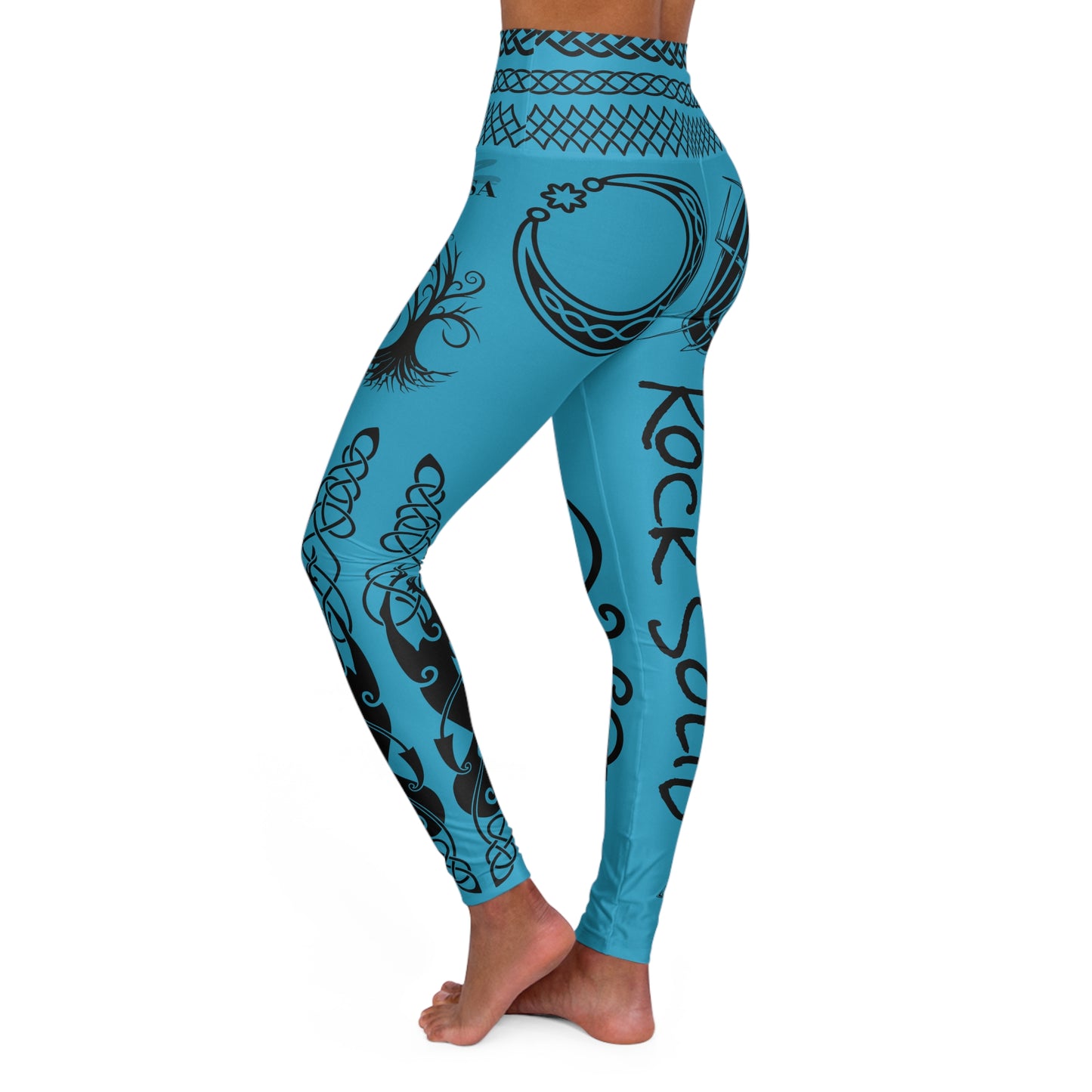 Celtic Tribal Tattoo - Turquoise Yoga Leggings - ZenGen USA ROCK SOLID - ZenGen USA