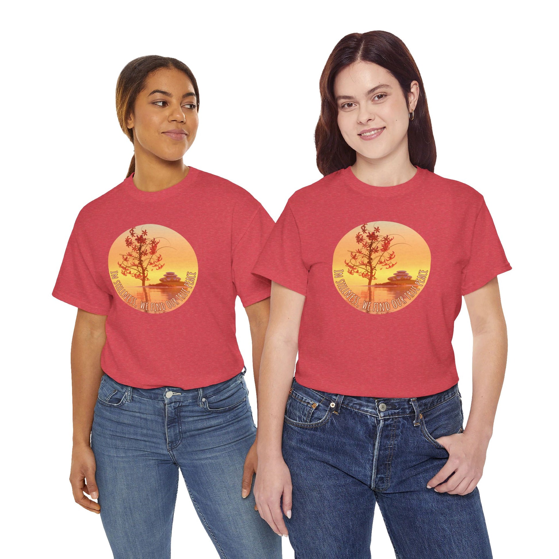 Find True Peace: Unisex Heavy Cotton Zen Bonsai & Cairns Graphic Tee - ZenGen USA