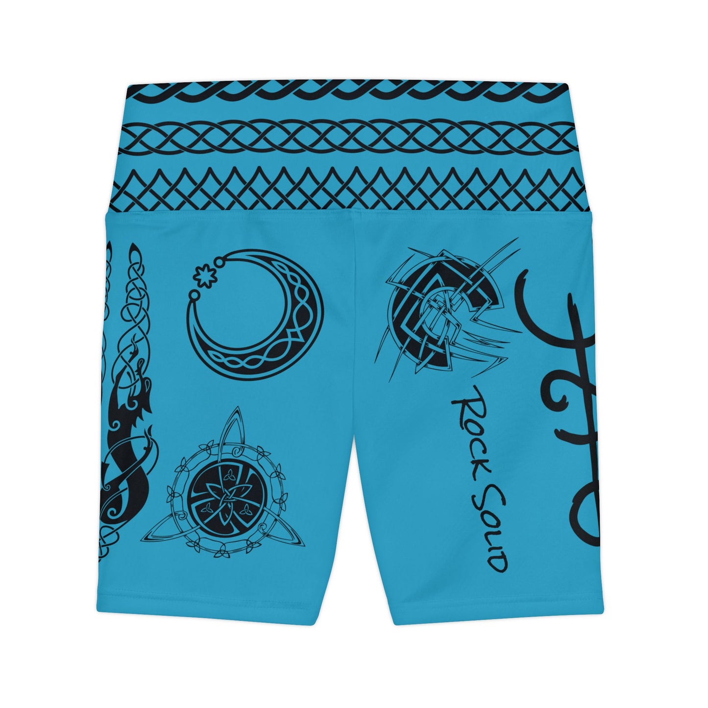Celtic Tribal Tattoo - Turquoise Women's Workout Shorts - ZenGen USA ROCK SOLID - ZenGen USA
