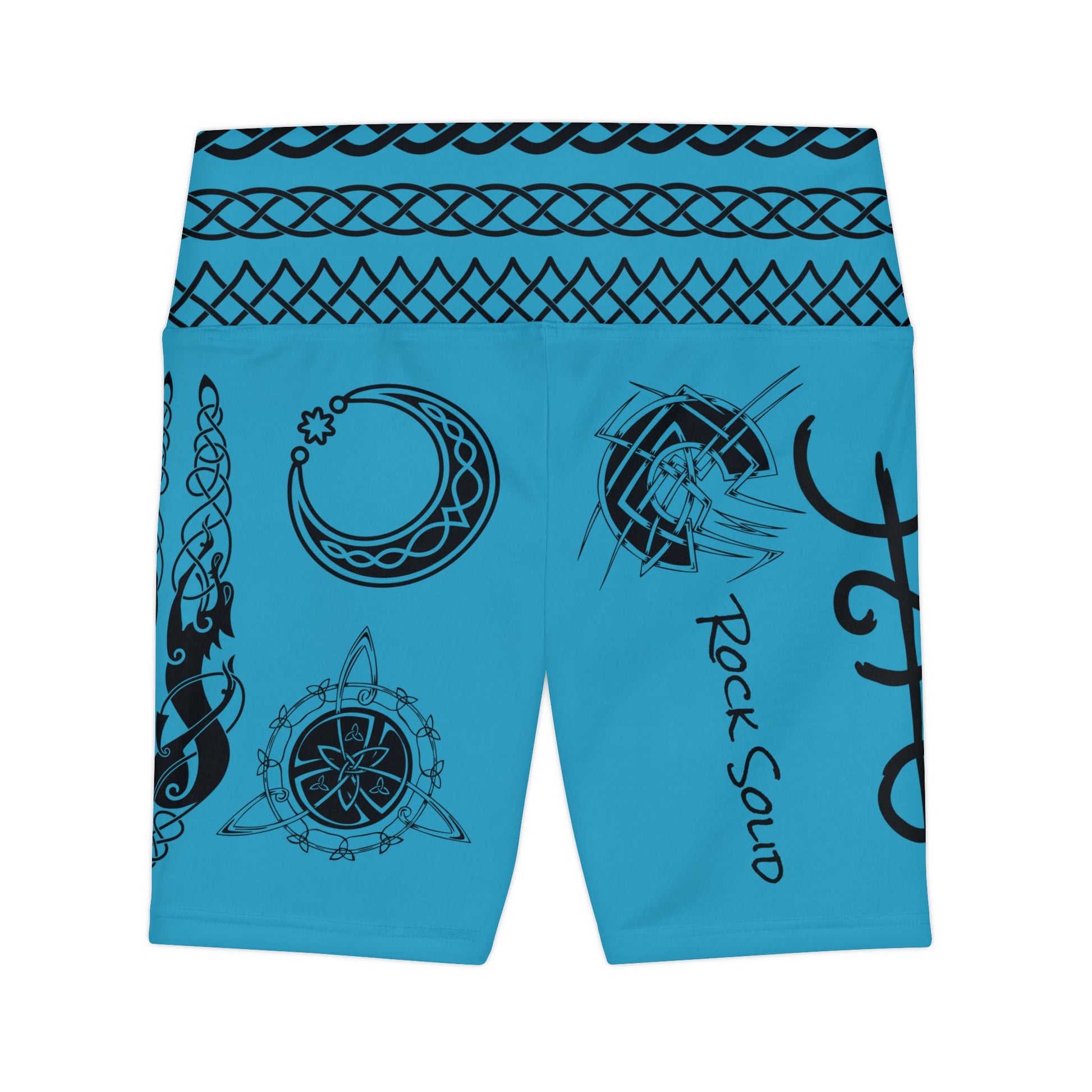 Celtic Tribal Tattoo - Turquoise Women's Workout Shorts - ZenGen USA ROCK SOLID - ZenGen USA