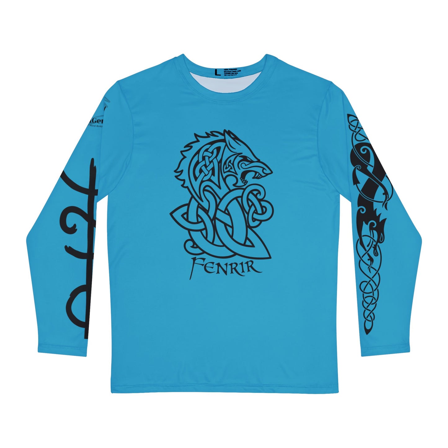 Celtic Fenrir Tribal Tattoo - Turquoise Men's Long Sleeve Shirt - ZenGen USA - ZenGen USA