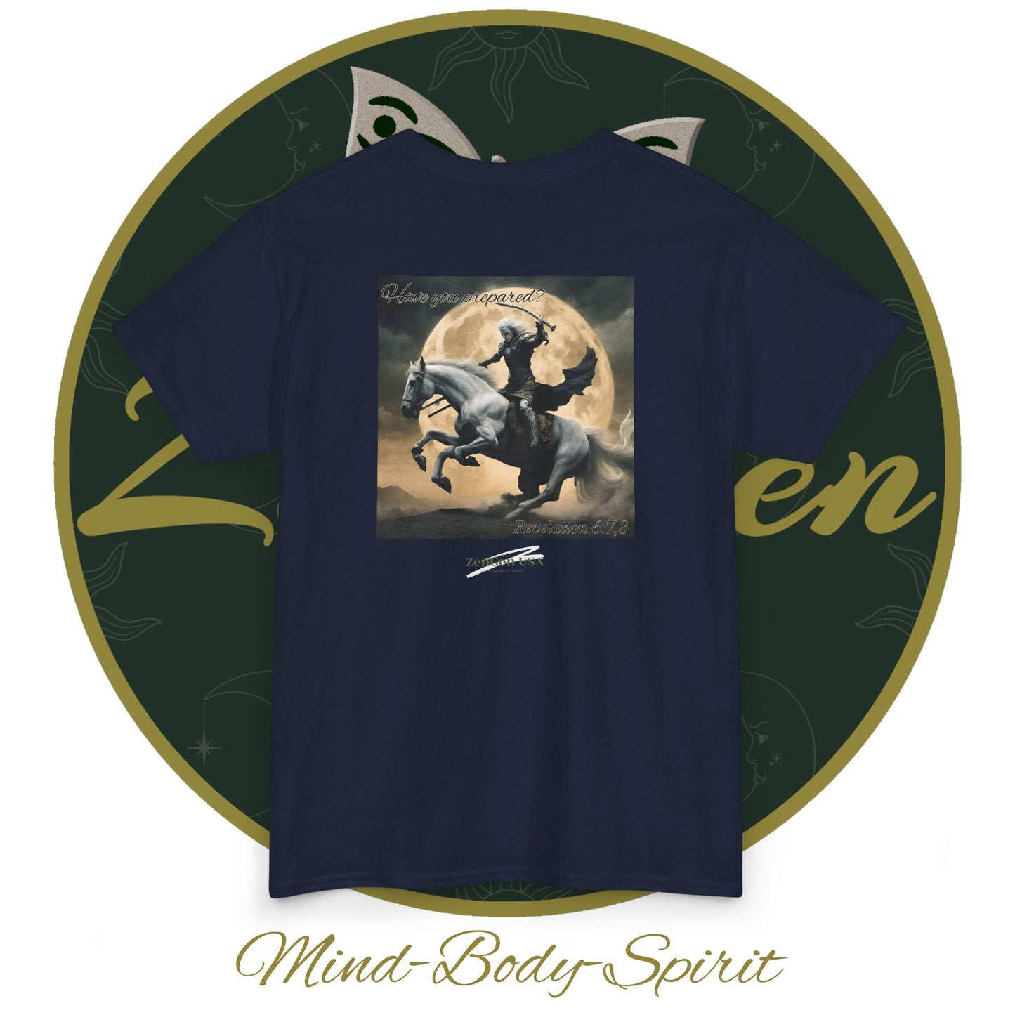 Apocalypse - 4th Seal Revelation 6:7,8 - Unisex Heavy Cotton Tee - Revelation Collection - ZenGen USA - ZenGen USA