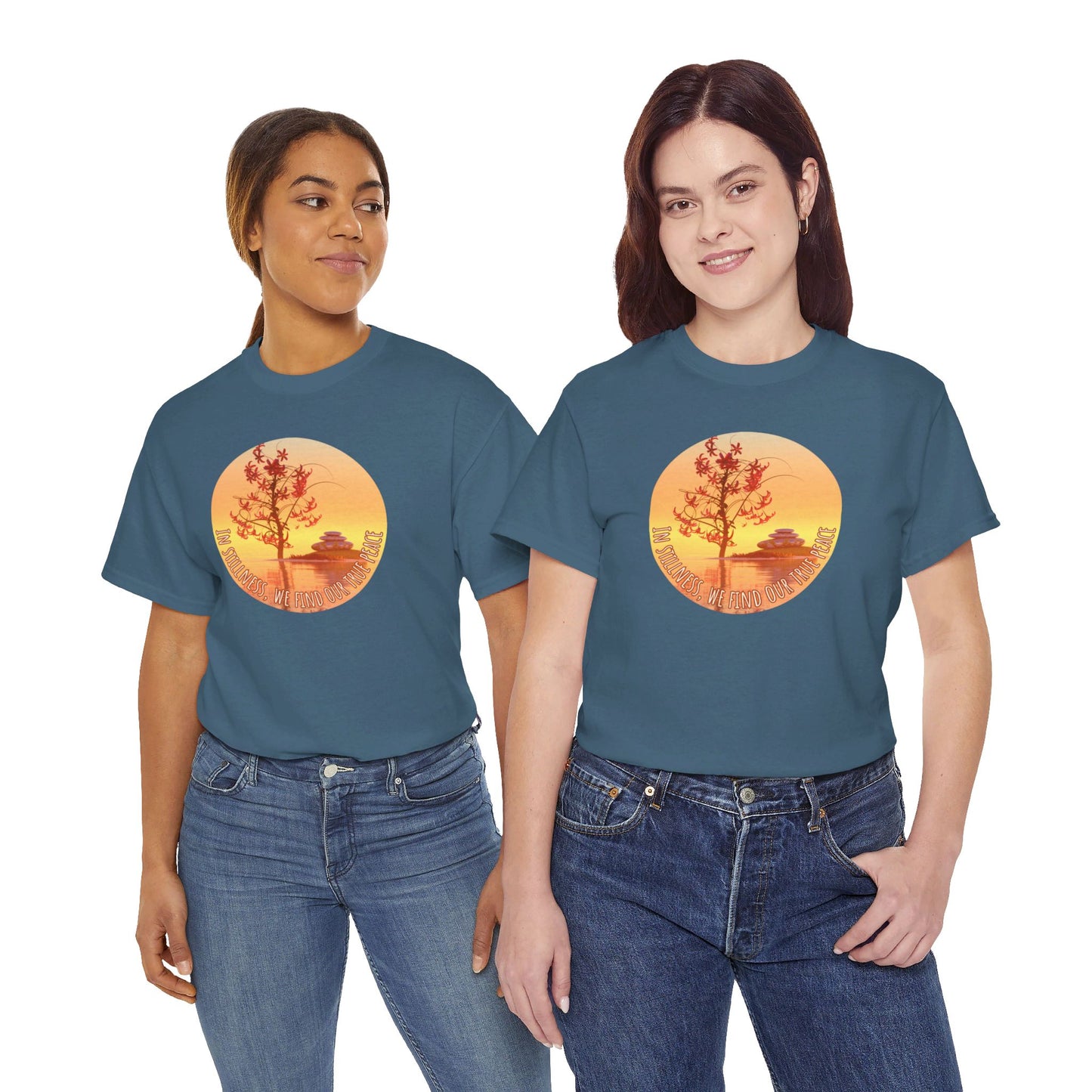 Find True Peace: Unisex Heavy Cotton Zen Bonsai & Cairns Graphic Tee - ZenGen USA