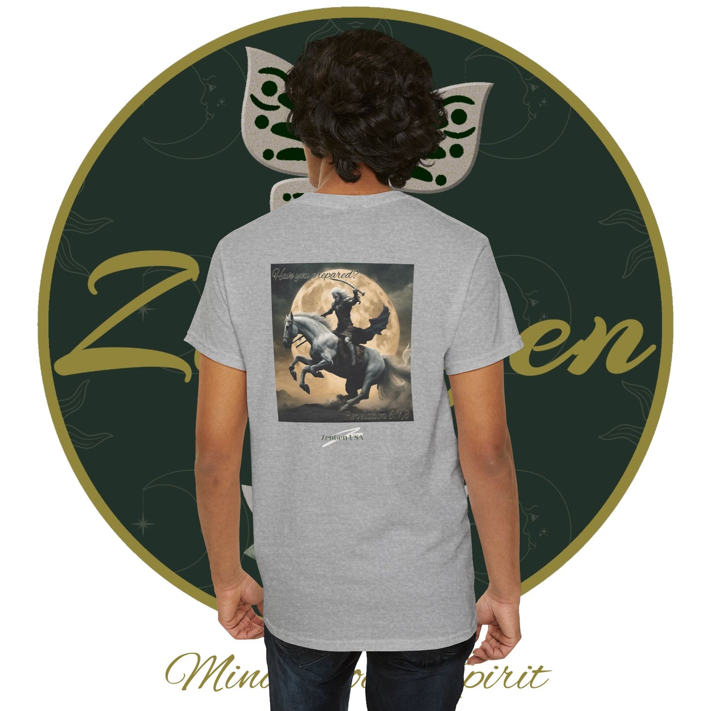 Apocalypse - 4th Seal Revelation 6:7,8 - Unisex Heavy Cotton Tee - Revelation Collection - ZenGen USA - ZenGen USA