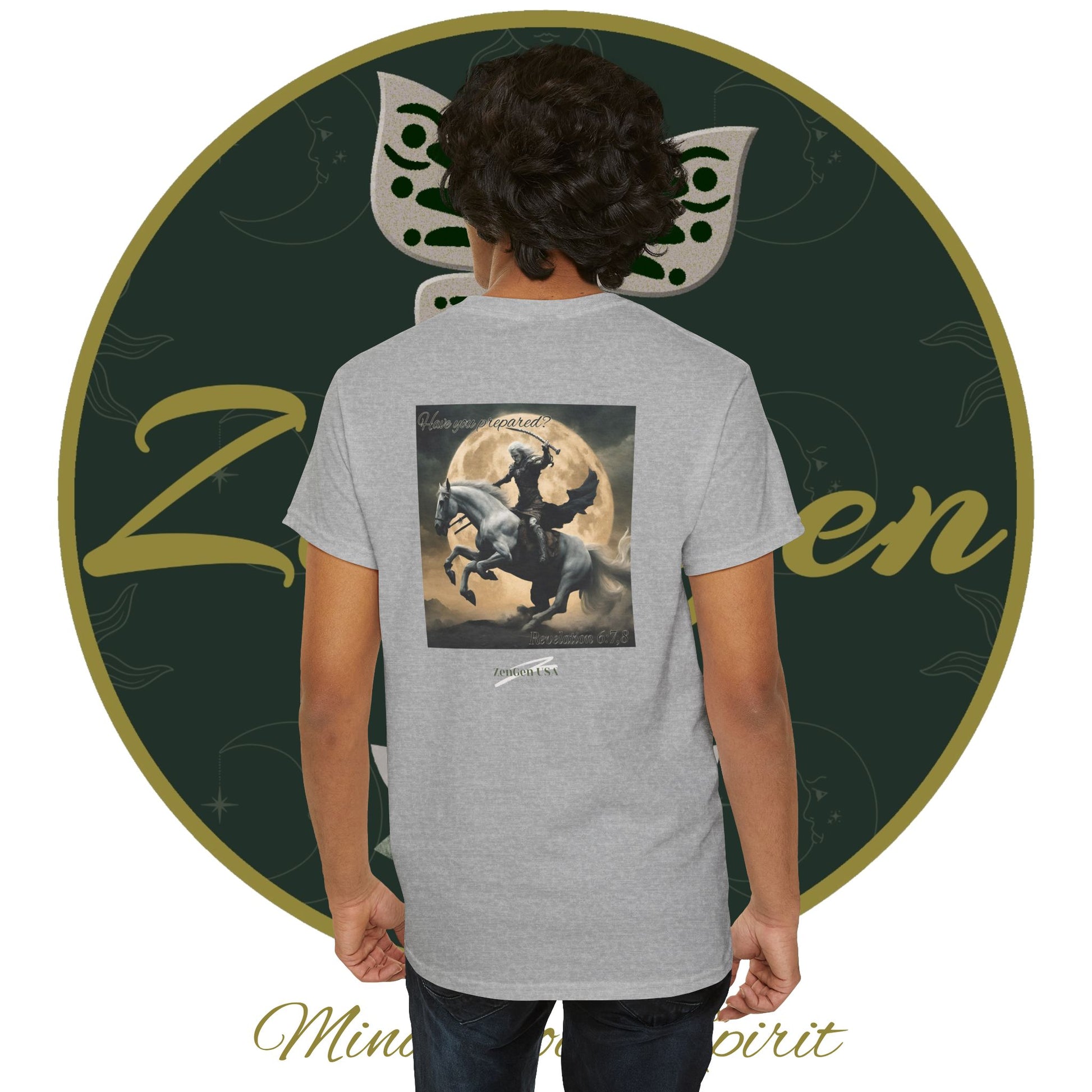Apocalypse - 4th Seal Revelation 6:7,8 - Unisex Heavy Cotton Tee - Revelation Collection - ZenGen USA - ZenGen USA
