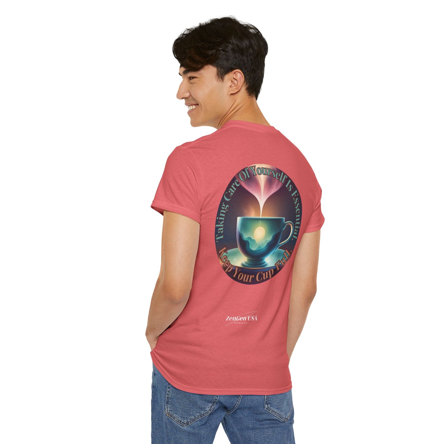Keep Your Cup Full  Unisex Heavy Cotton Zen Graphic Tee | 12 Colors To Choose | ZenGen - ZenGen USA