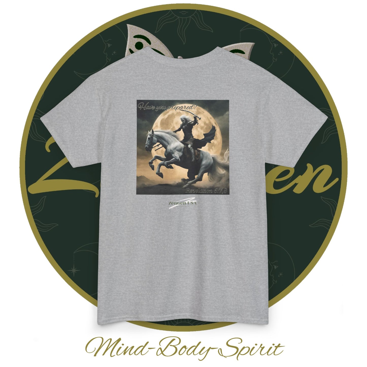 Apocalypse - 4th Seal Revelation 6:7,8 - Unisex Heavy Cotton Tee - Revelation Collection - ZenGen USA - ZenGen USA