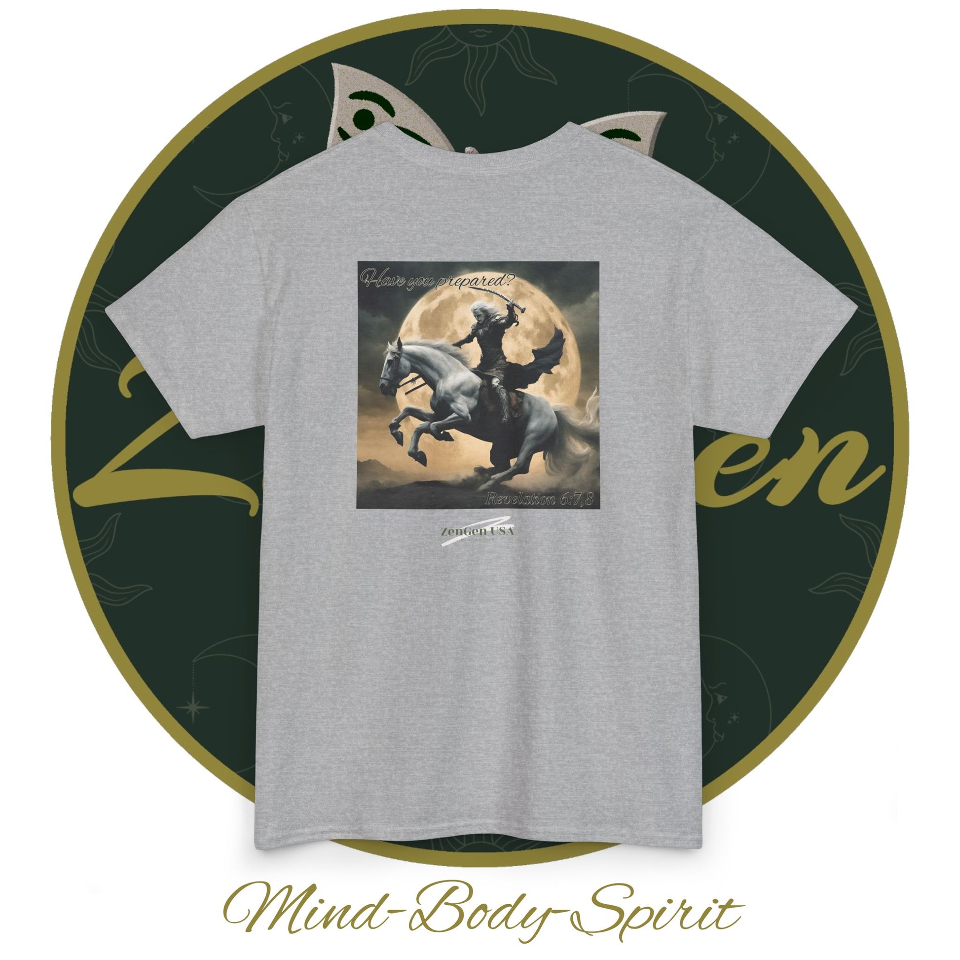 Apocalypse - 4th Seal Revelation 6:7,8 - Unisex Heavy Cotton Tee - Revelation Collection - ZenGen USA - ZenGen USA