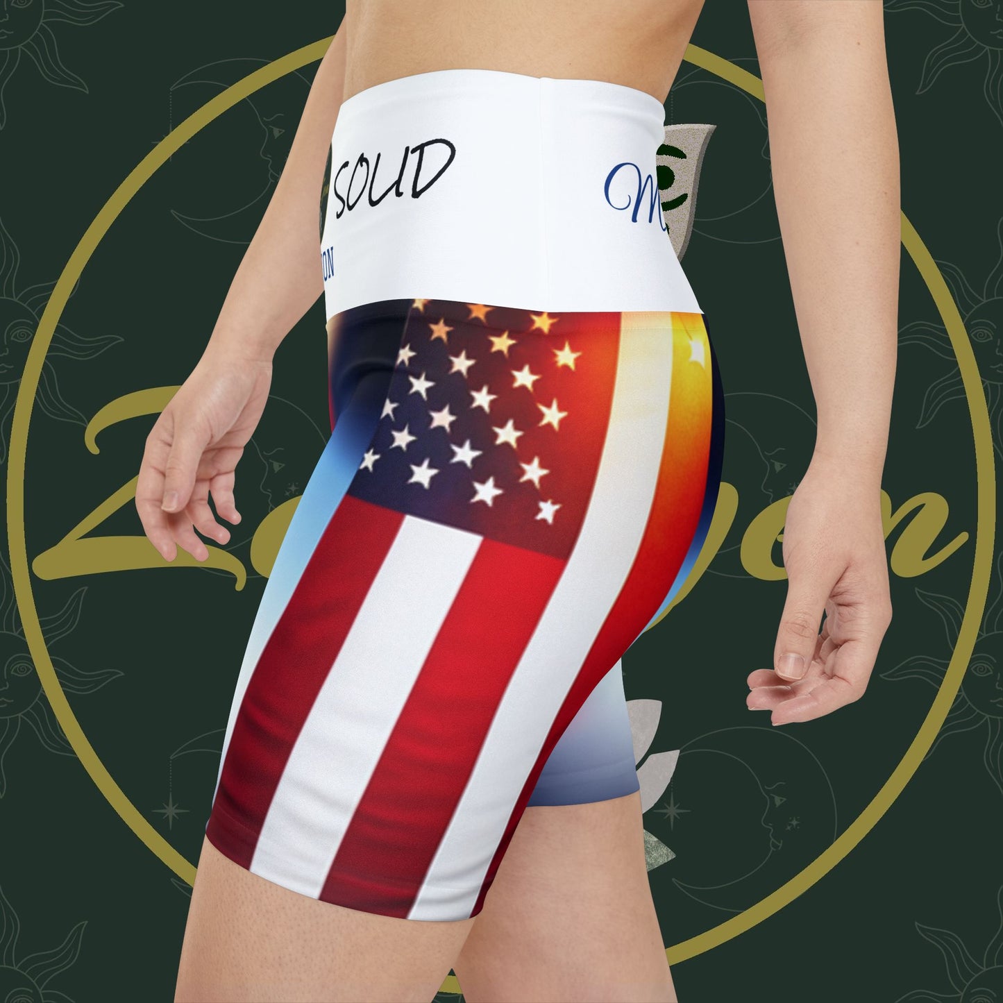 ZenGen Nation ROCK SOLID Women's Workout Shorts (AOP) - Stars & Stripes - ZenGen USA
