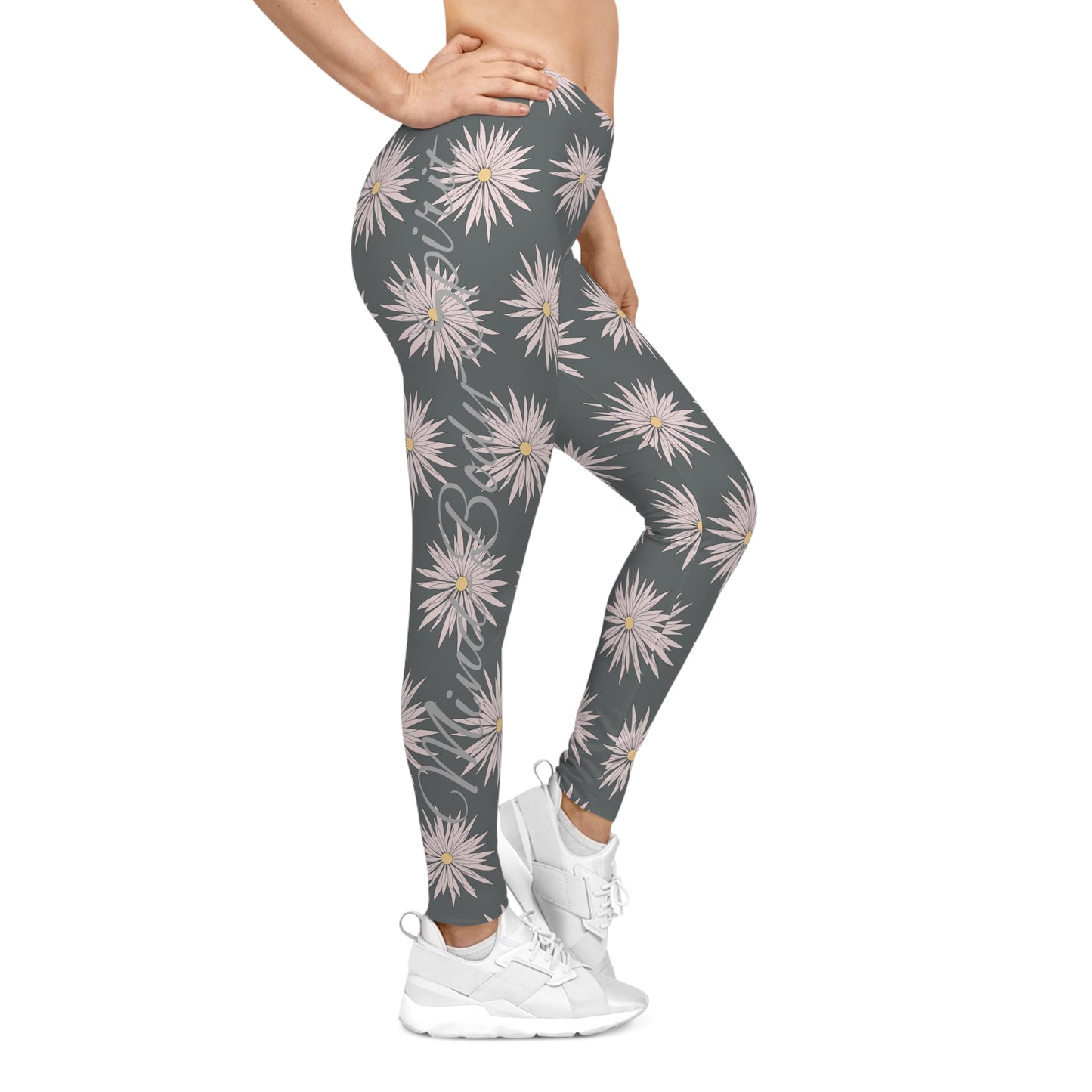 Women's Casual Leggings - Gray - ROCK SOLID Blazing Flower - ZenGen USA - ZenGen USA