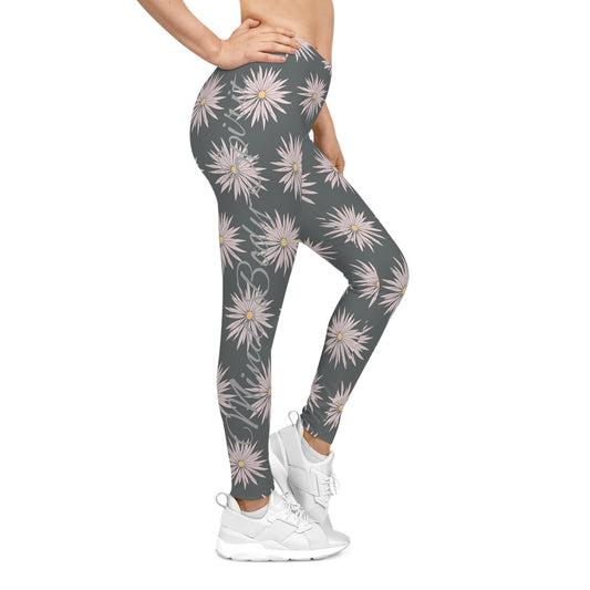 Women's Casual Leggings - Gray - ROCK SOLID Blazing Flower - ZenGen USA - ZenGen USA