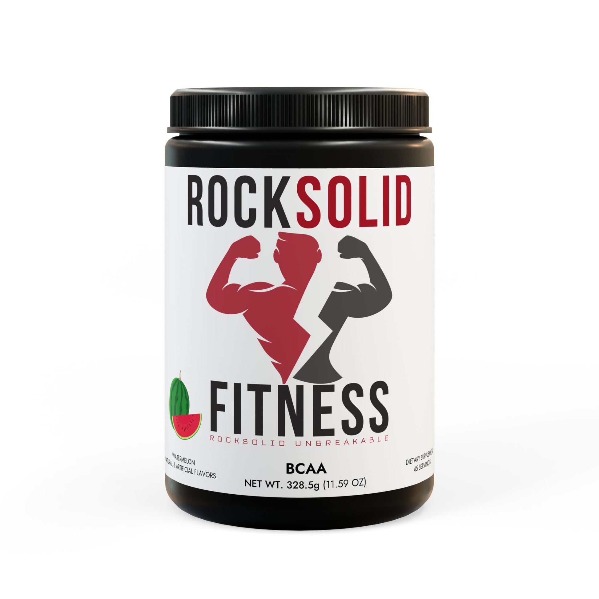 RockSolid Fitness BCAA Supplement - Watermelon Flavored (325g, 11.46oz, 45 servings) - ZenGen USA