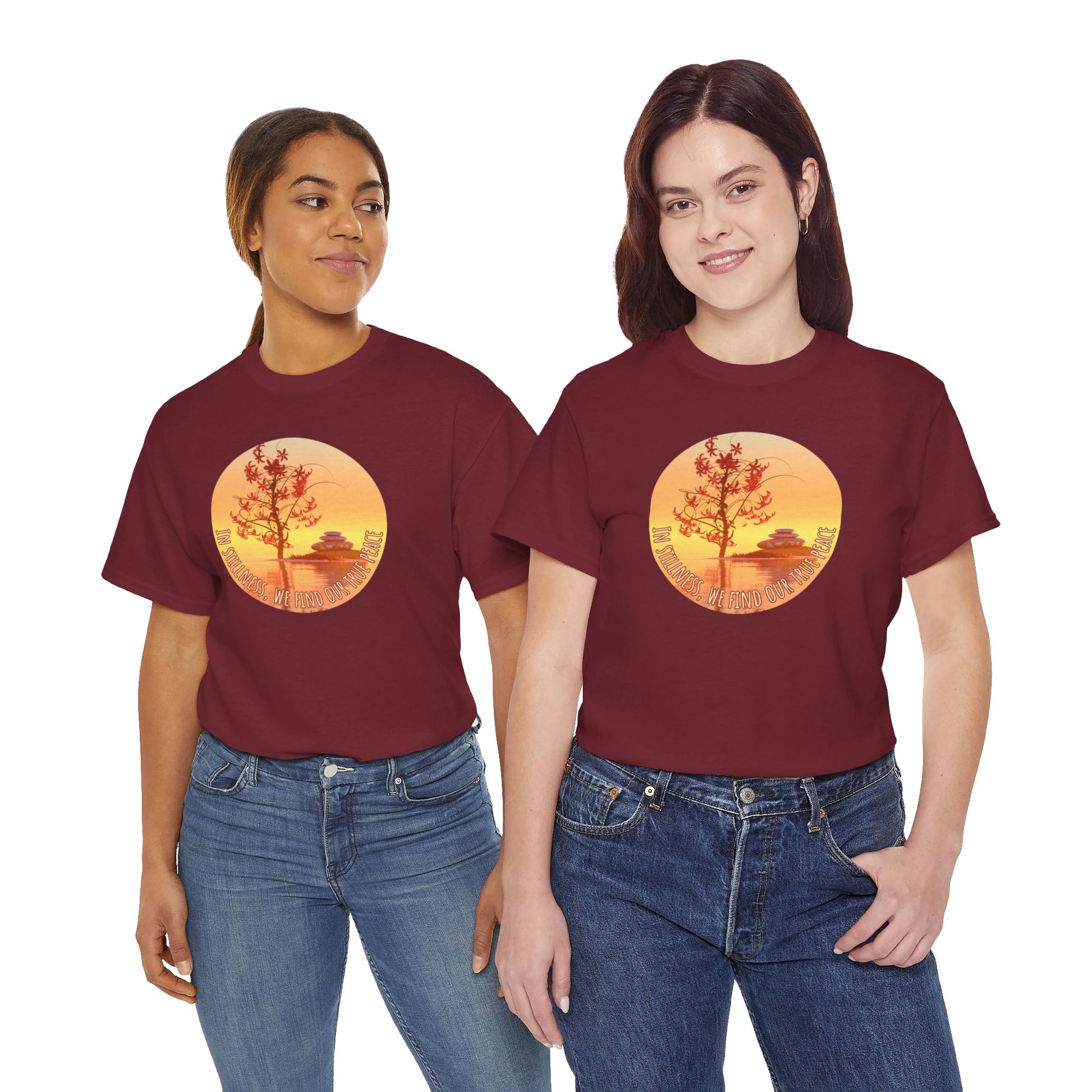 Find True Peace: Unisex Heavy Cotton Zen Bonsai & Cairns Graphic Tee - ZenGen USA