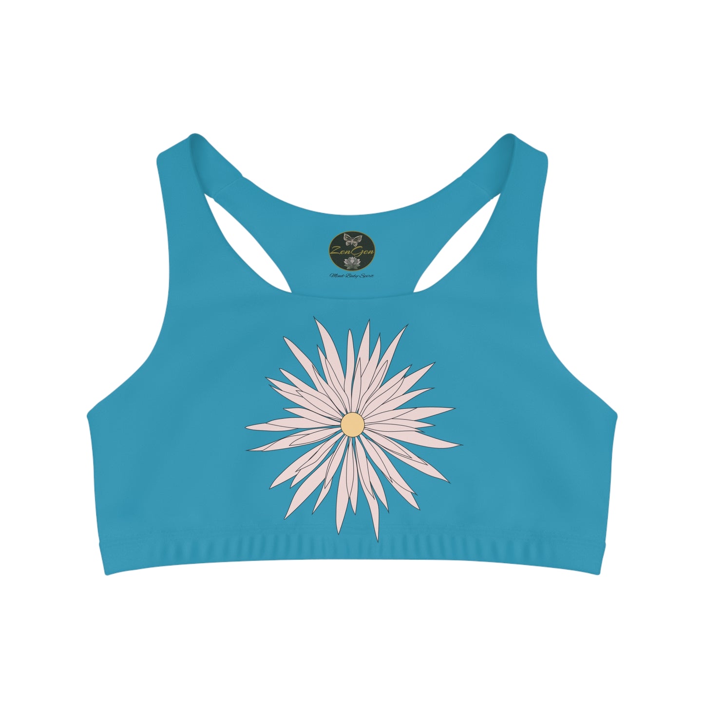 Seamless Sports Bra Turquois  - ROCK SOLID Blazing Flower - ZenGen USA - ZenGen USA