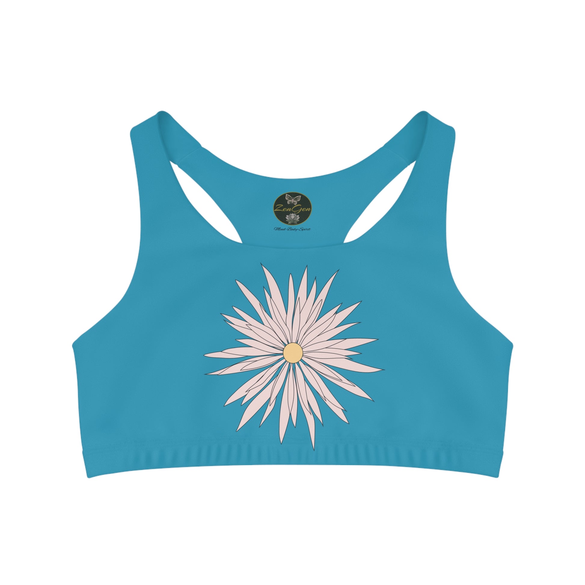 Seamless Sports Bra Turquois  - ROCK SOLID Blazing Flower - ZenGen USA - ZenGen USA