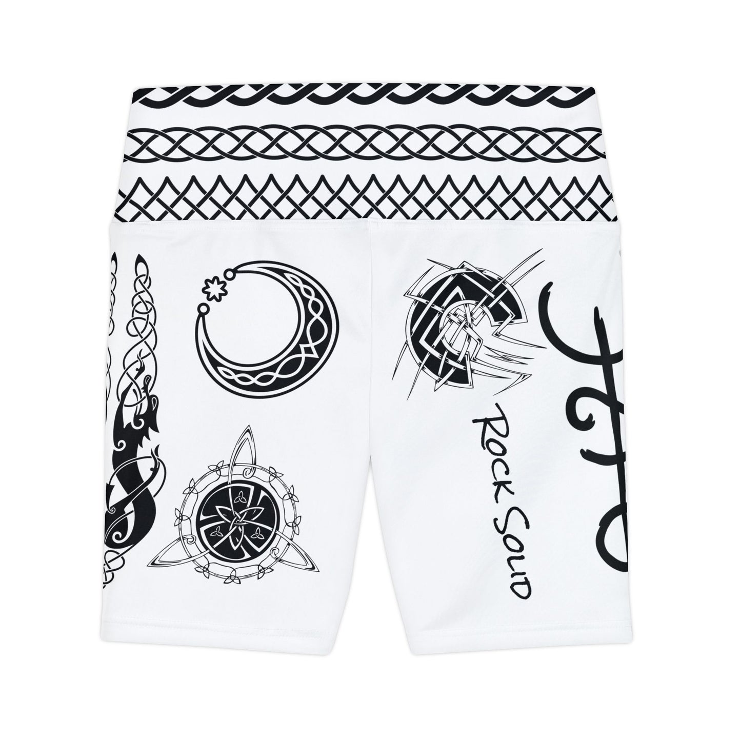 Celtic Tribal Tattoo - White Women's Workout Shorts - ZenGen USA ROCK SOLID - ZenGen USA