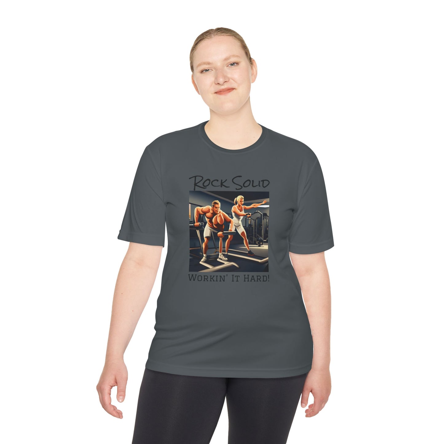 Unisex Moisture Wicking Tee - ROCK SOLID "Workin' It Hard!" - ZenGen USA - ZenGen USA
