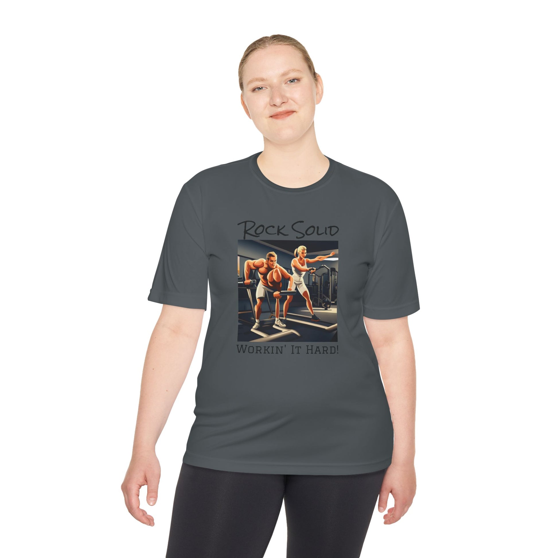 Unisex Moisture Wicking Tee - ROCK SOLID "Workin' It Hard!" - ZenGen USA - ZenGen USA