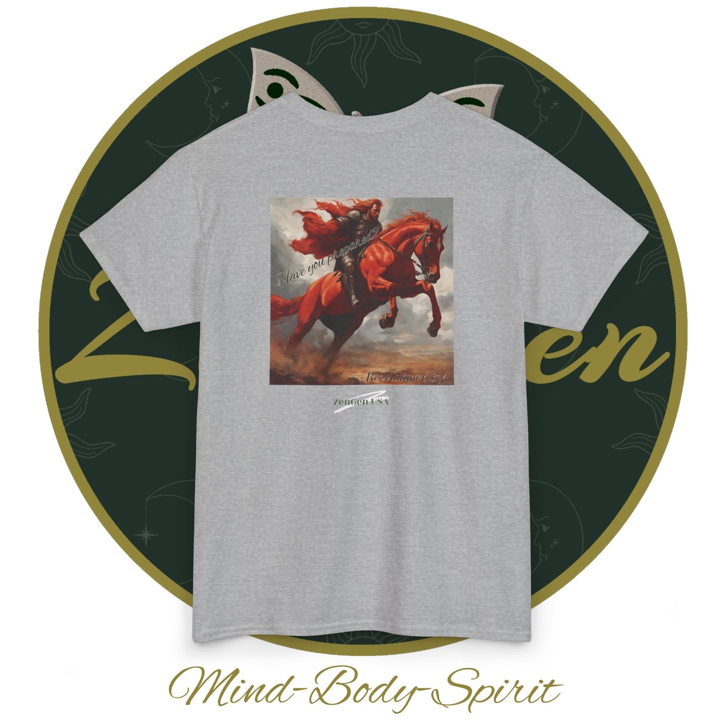 Apocalypse - 2nd Seal Revelation 6:3,4 - Unisex Heavy Cotton Tee - Revelation Collection - ZenGen USA - ZenGen USA