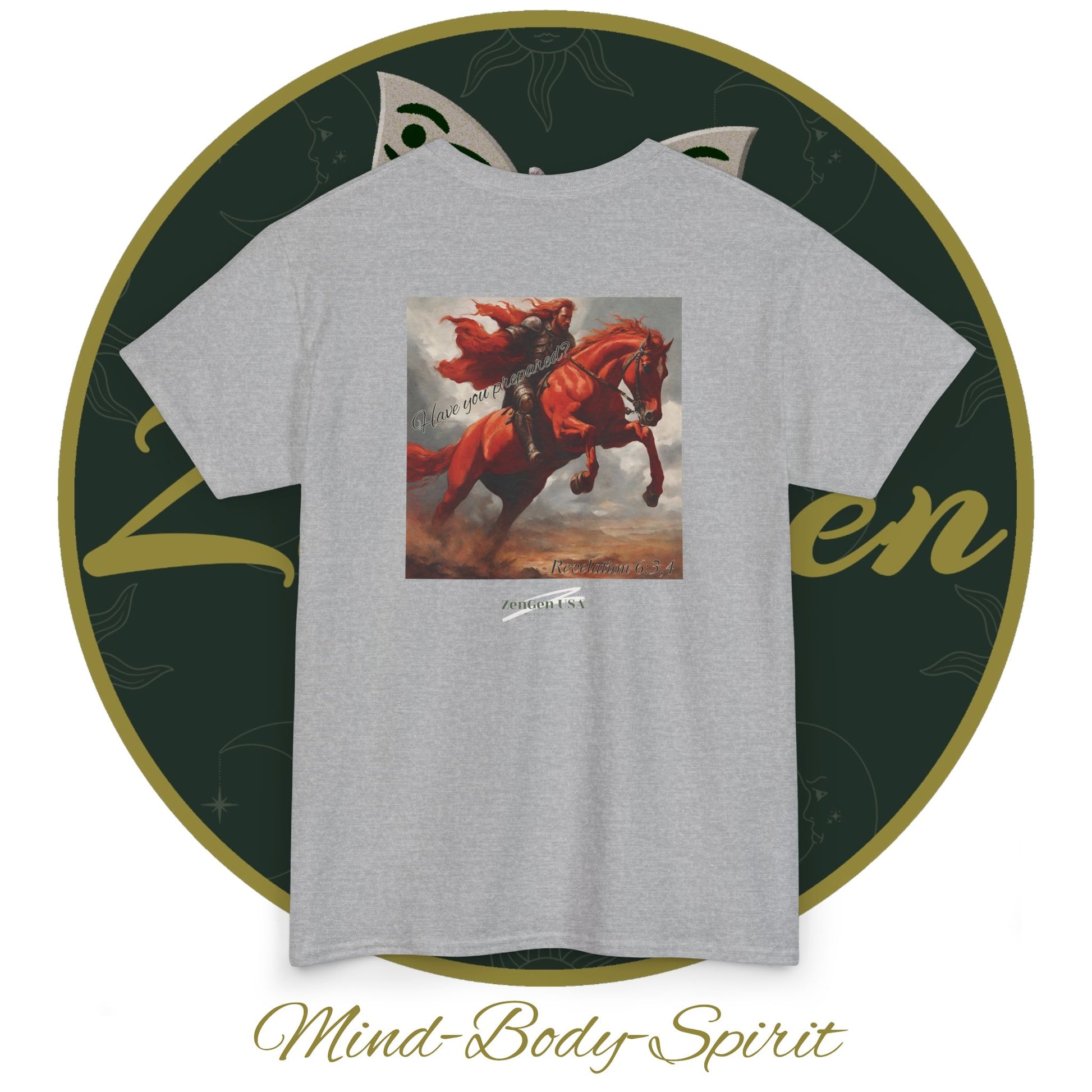 Apocalypse - 2nd Seal Revelation 6:3,4 - Unisex Heavy Cotton Tee - Revelation Collection - ZenGen USA - ZenGen USA