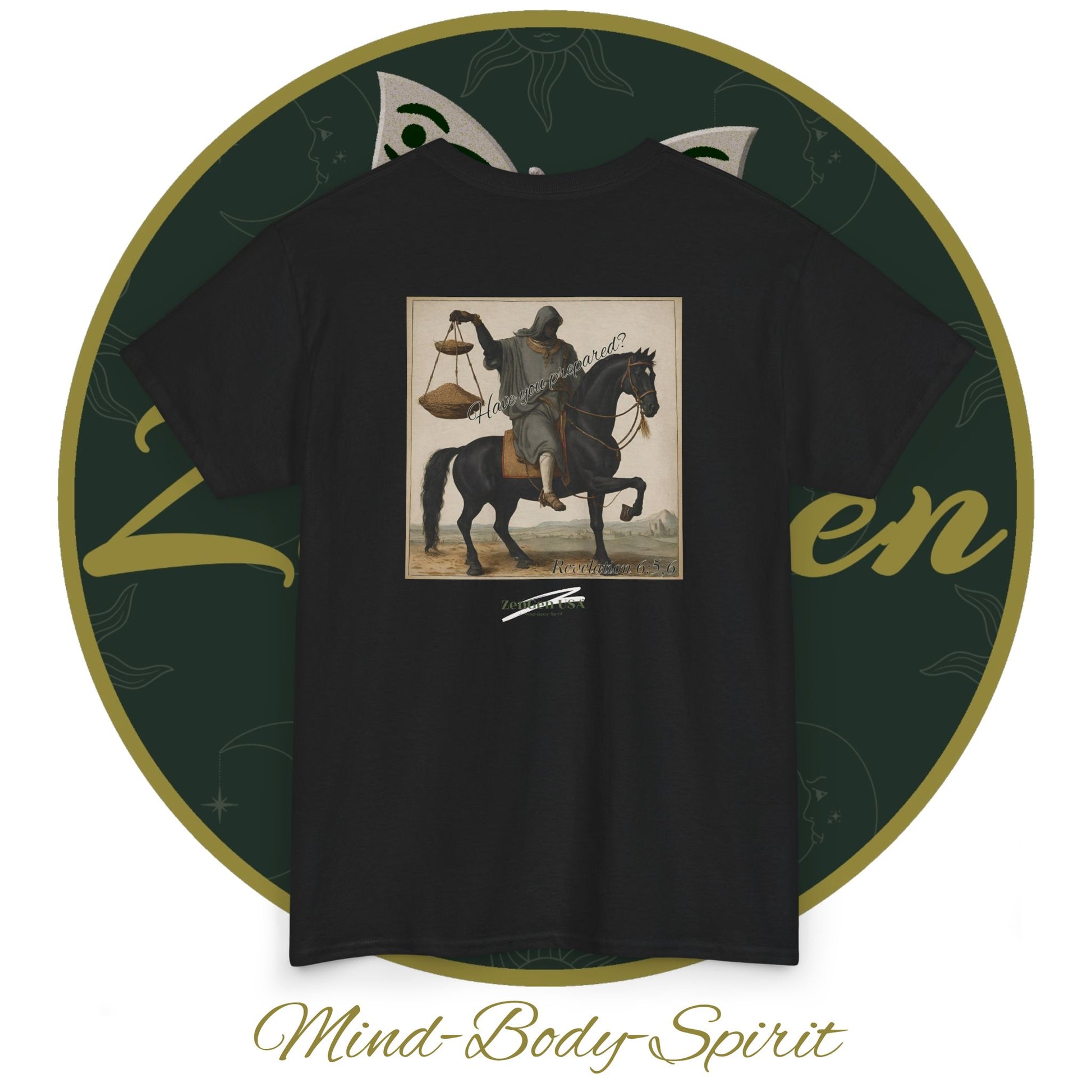 Apocalypse - 3rd Seal Revelation 6:5,6 - Unisex Heavy Cotton Tee - Revelation Collection - ZenGen USA - ZenGen USA