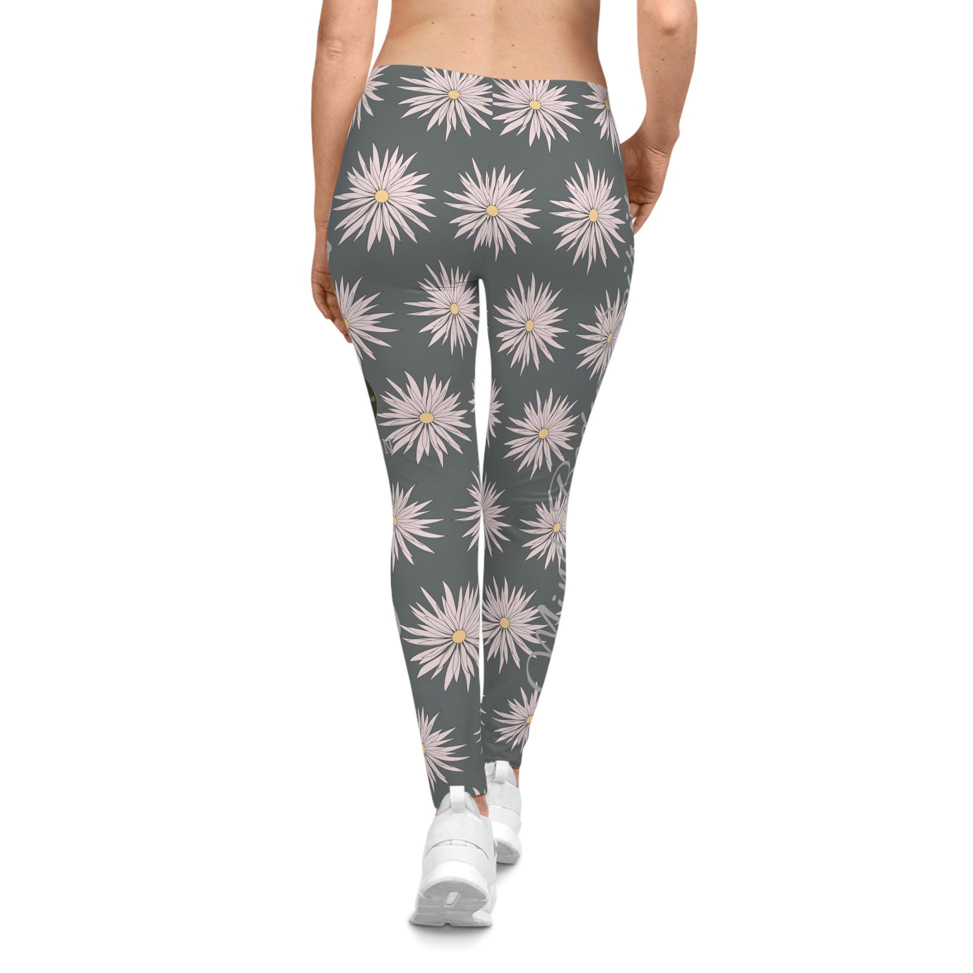 Women's Casual Leggings - Gray - ROCK SOLID Blazing Flower - ZenGen USA - ZenGen USA
