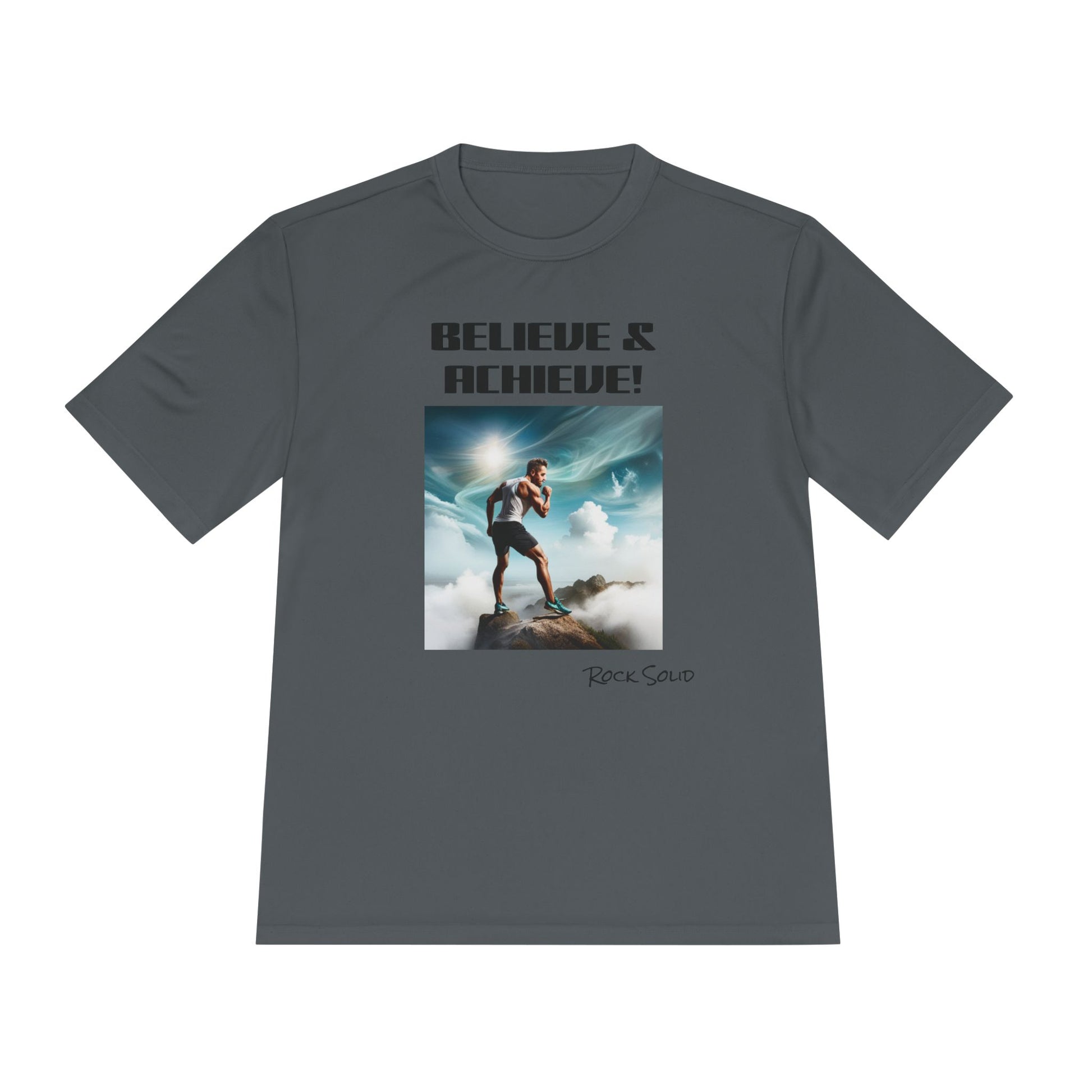 Unisex Moisture Wicking Tee - ROCK SOLID, Believe & Achieve! - ZenGen USA - ZenGen USA